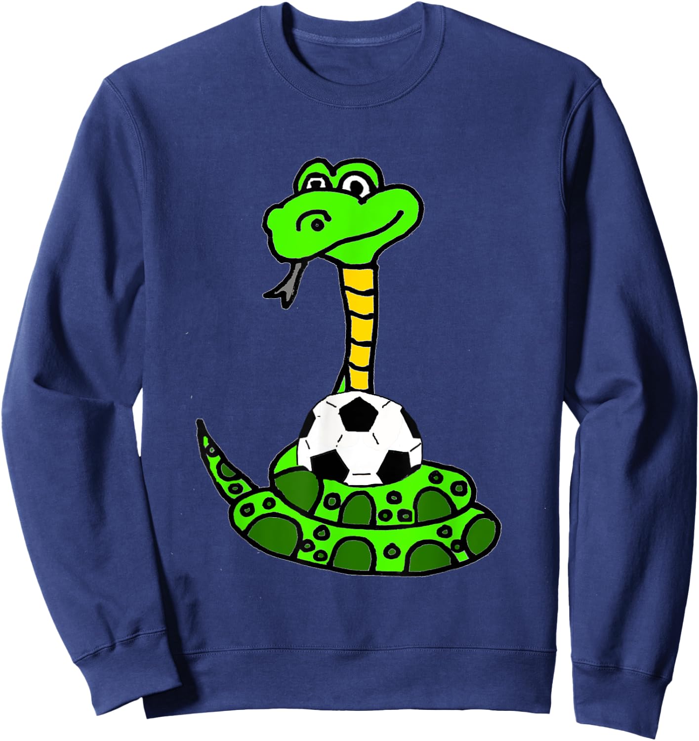 Smileteesfunnya Funny Green Python Snake and Soccer Ball Sweatshirt - Sweatshirt | Navy