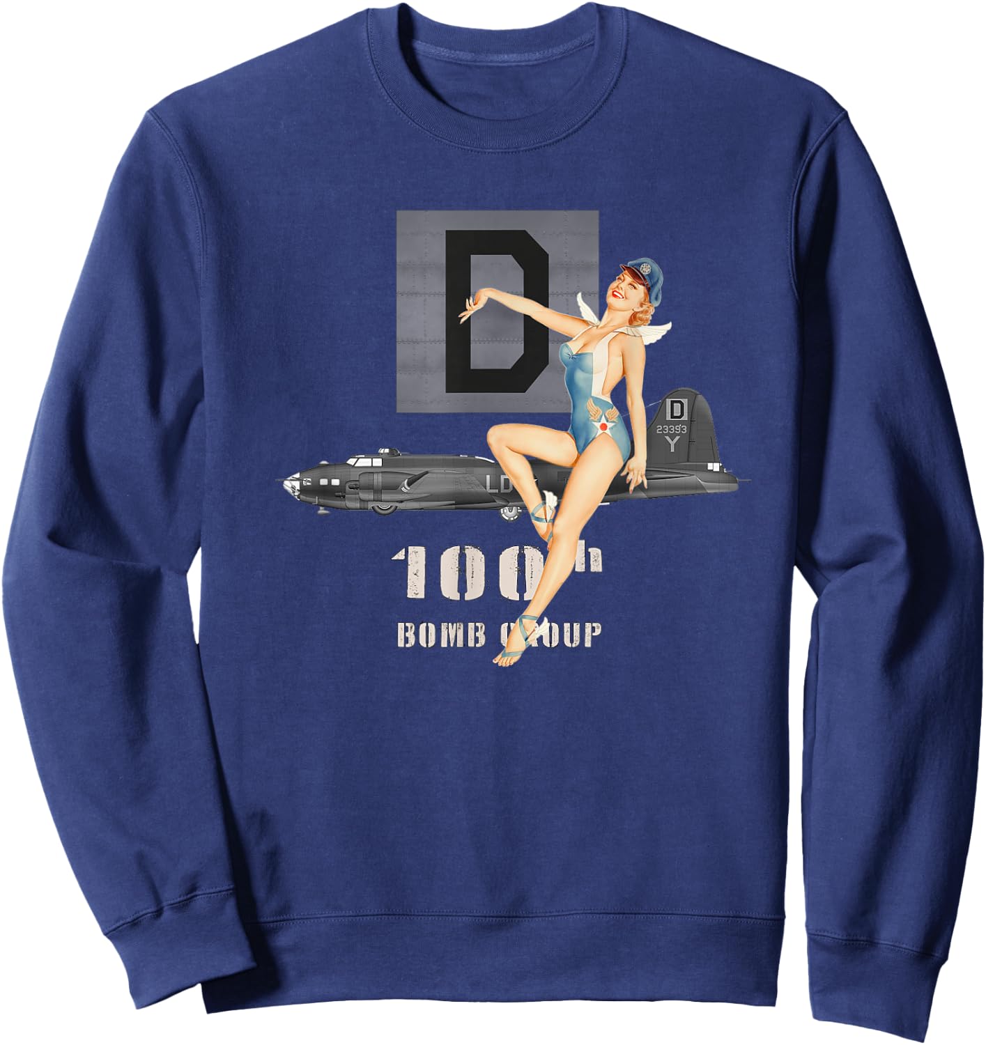 Pinup Girl The Bloody 100th Group and B17 Flying Fortress Sweatshirt - Sweatshirt | Navy