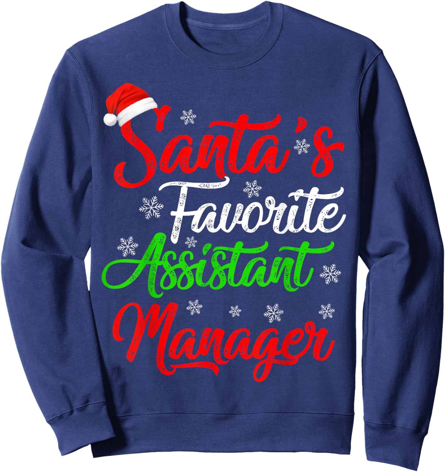 Funny Xmas Santa's Favorite Assistant Manager Christmas Sweatshirt - Sweatshirt | Navy