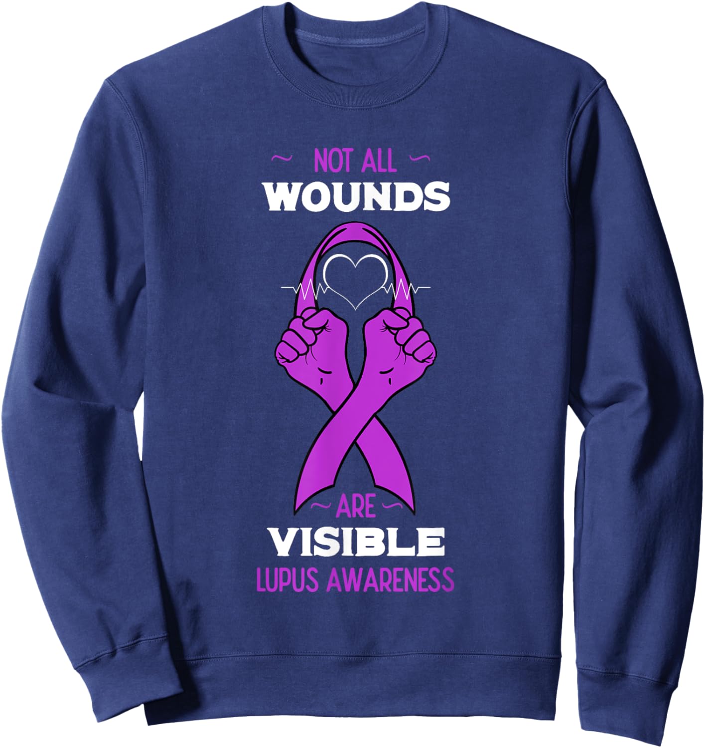 Lupus Awareness Purple Ribbon SLE Butterfly Cure Gift Sweatshirt - Sweatshirt | Navy