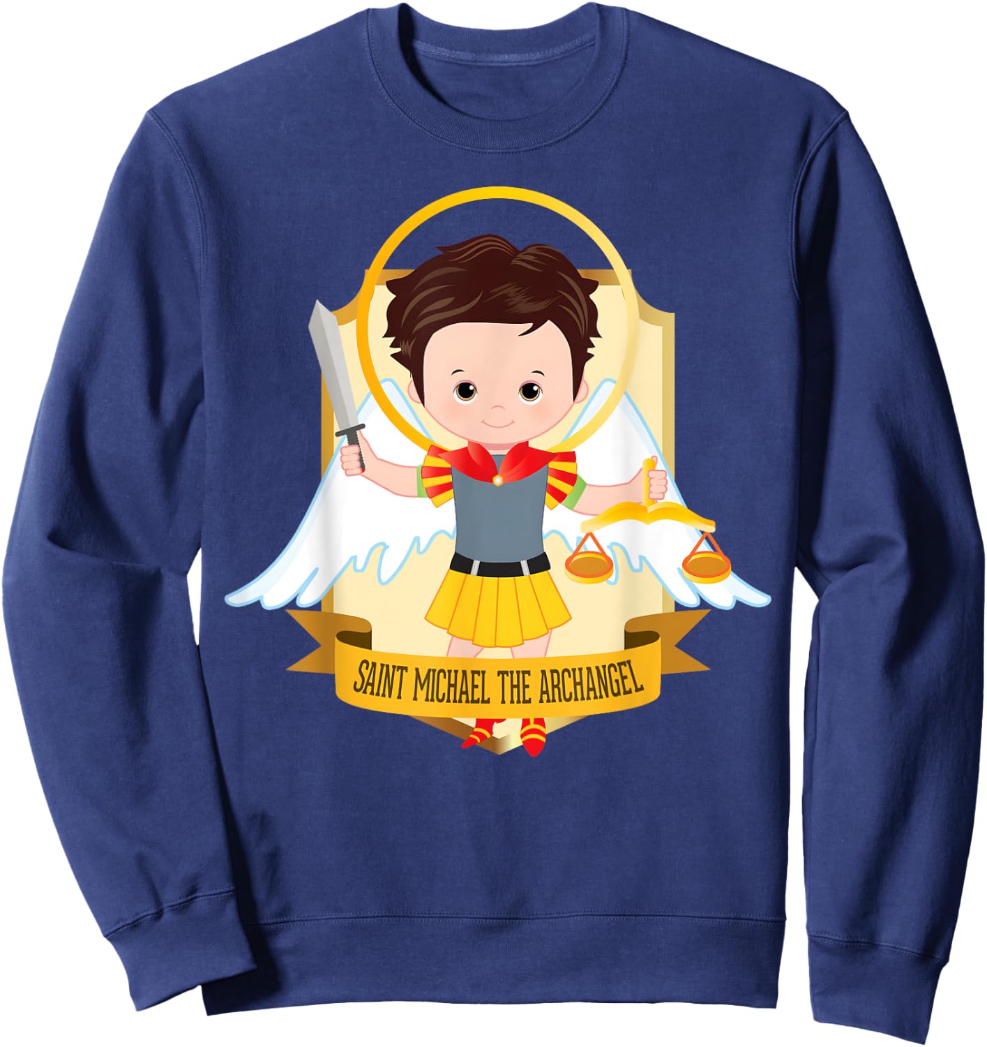 Saint Michael the Archangel for Kids Catholic Boys Cute Sweatshirt - Sweatshirt | Navy