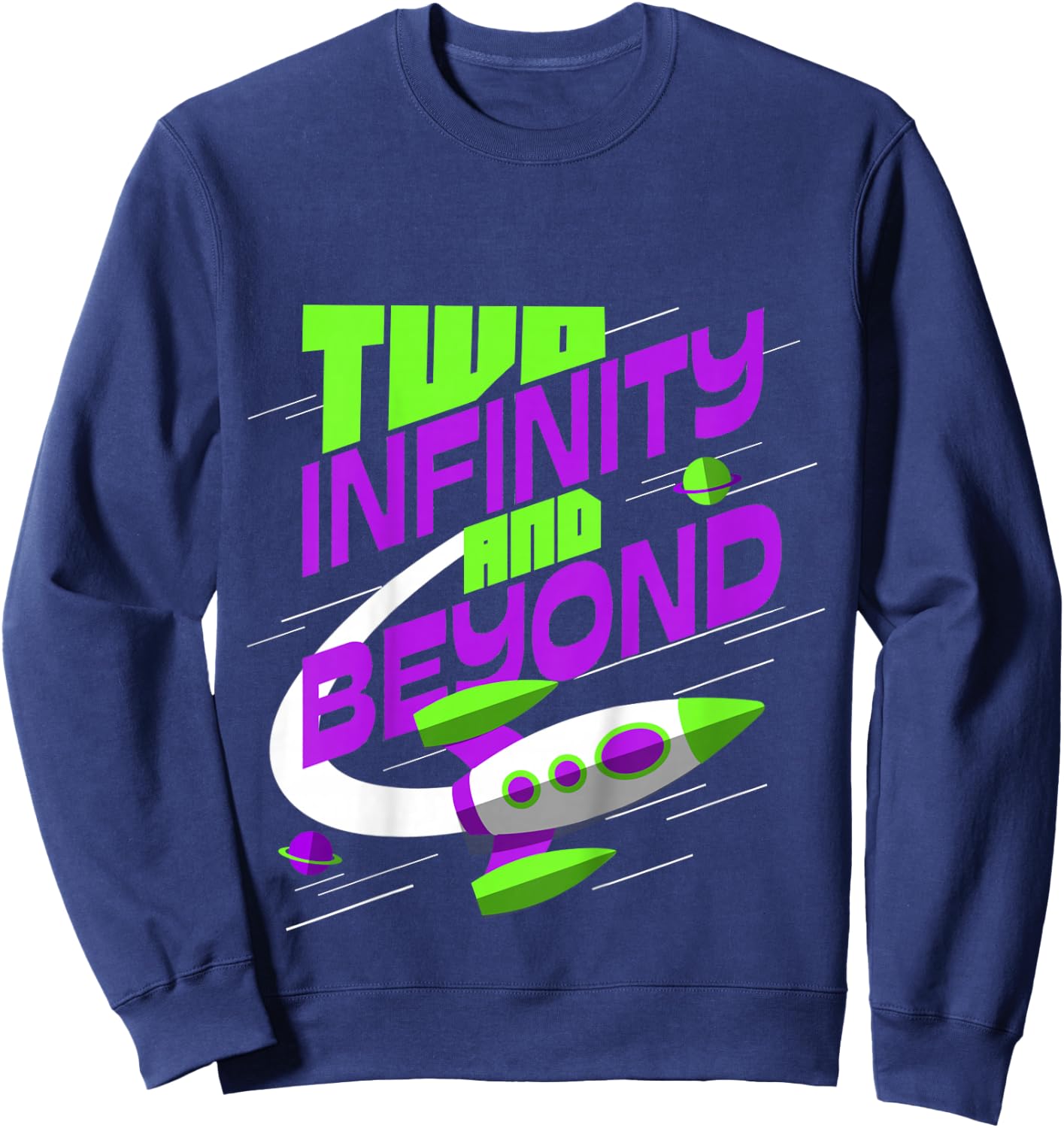 Two 2 Year Old 2nd Birthday Space Theme Boys Girls Sweatshirt - Sweatshirt | Navy