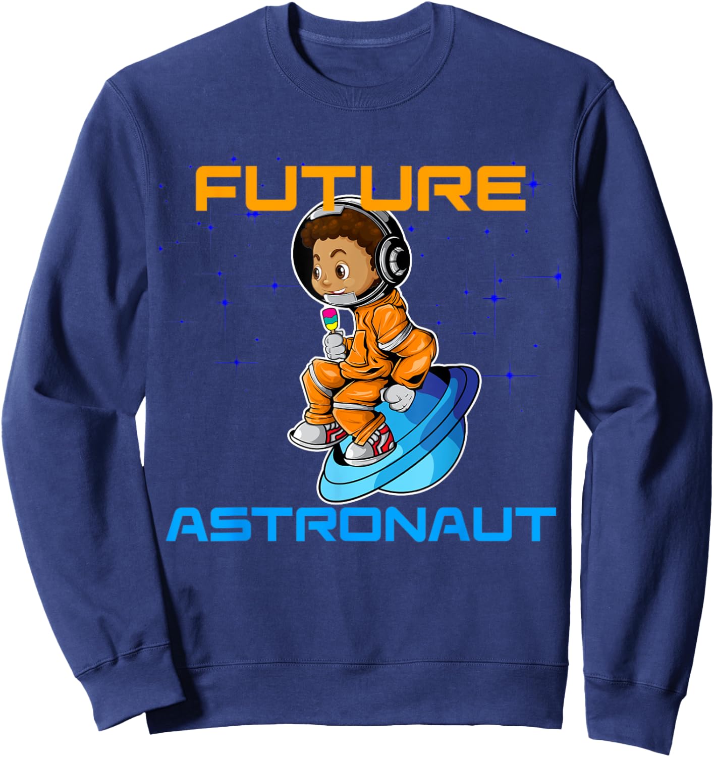 Kids Black Boy African American Pride Future Astronaut Sweatshirt - Sweatshirt | Navy