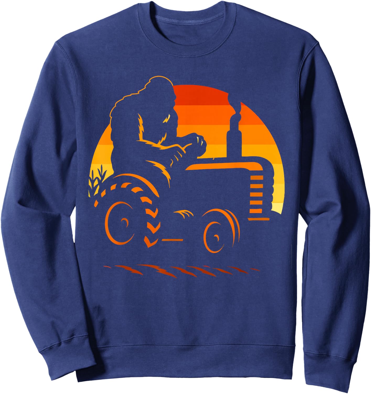 Funny Bigfoot Farmer Tractor Farming Farm Men Boys Sweatshirt - Sweatshirt | Navy
