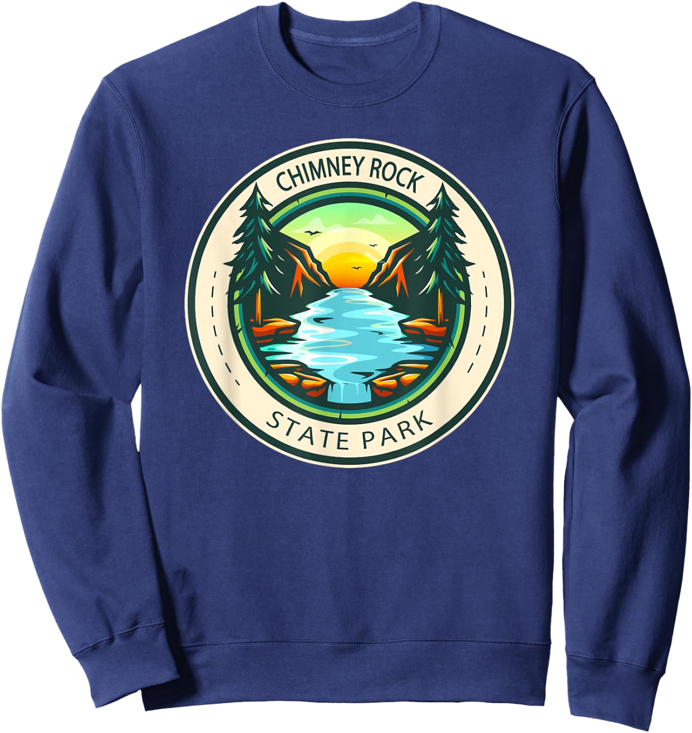 Chimney Rock State Park North Carolina Badge Vintage Sweatshirt - Sweatshirt | Navy