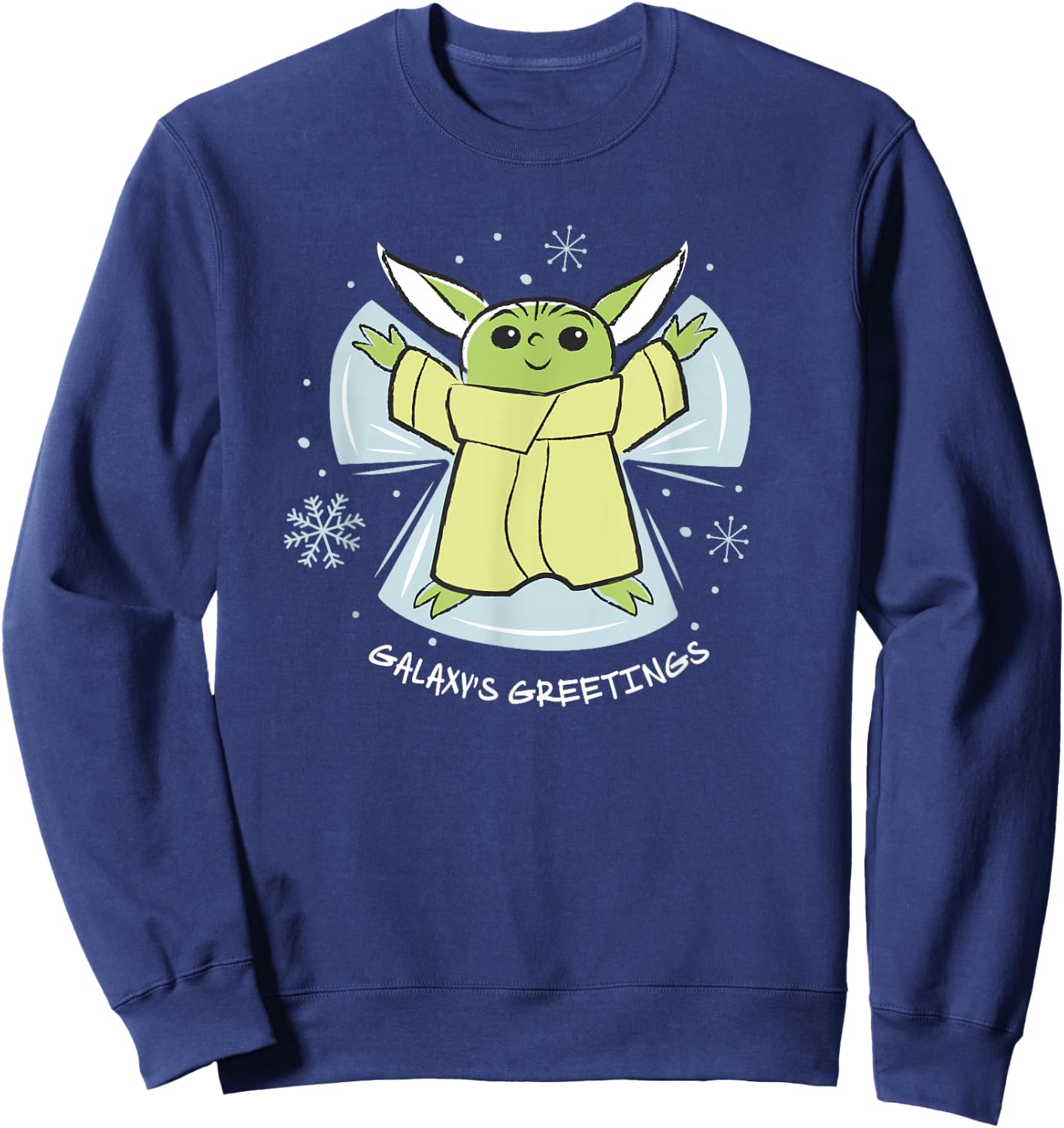 Star Wars The Mandalorian Grogu Galaxy's Greetings Holiday Sweatshirt - Sweatshirt | Navy