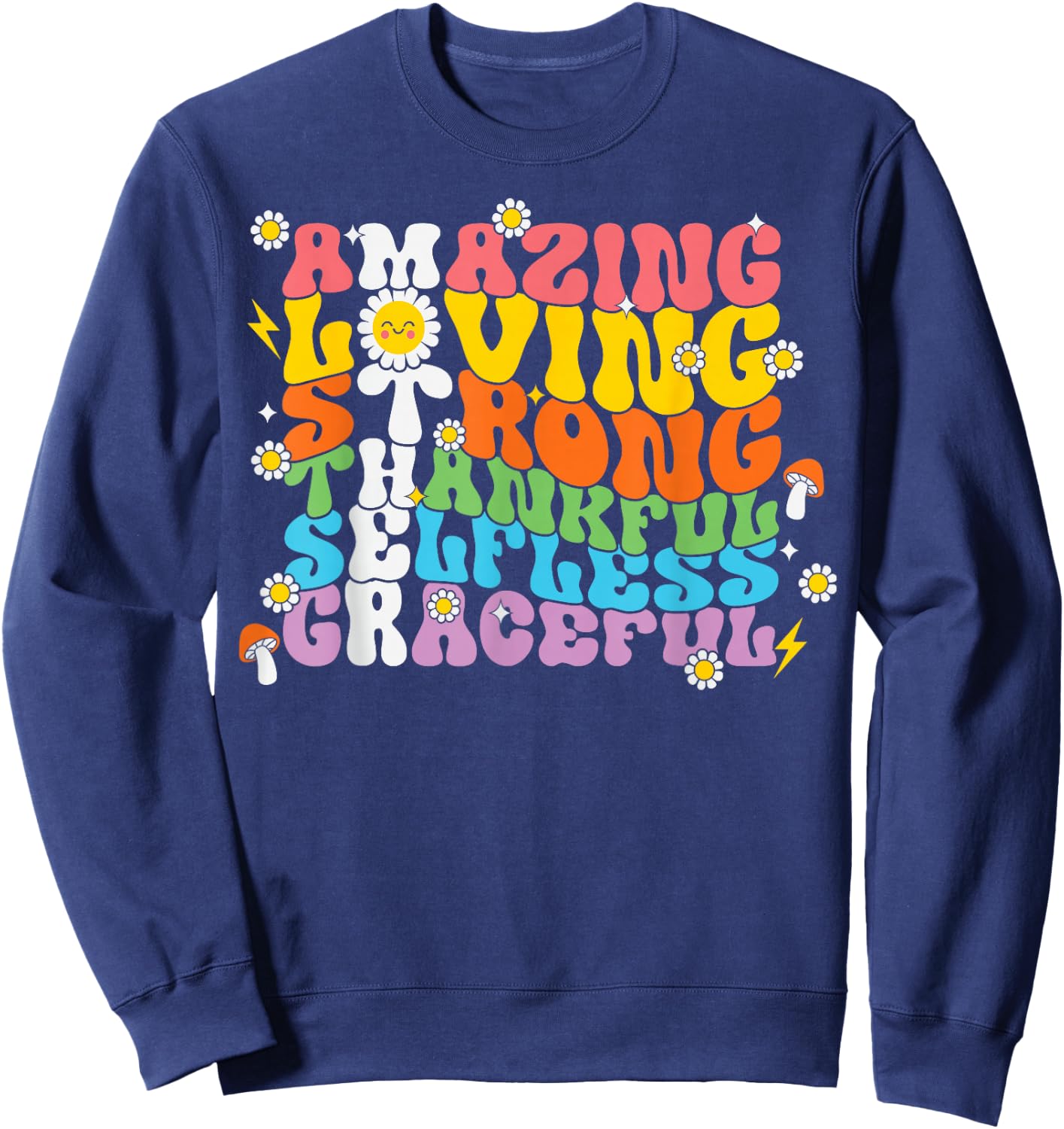 Mothers Day Shirt Mom Mama Groovy Vintage Retro Hippie Sweatshirt - Sweatshirt | Navy
