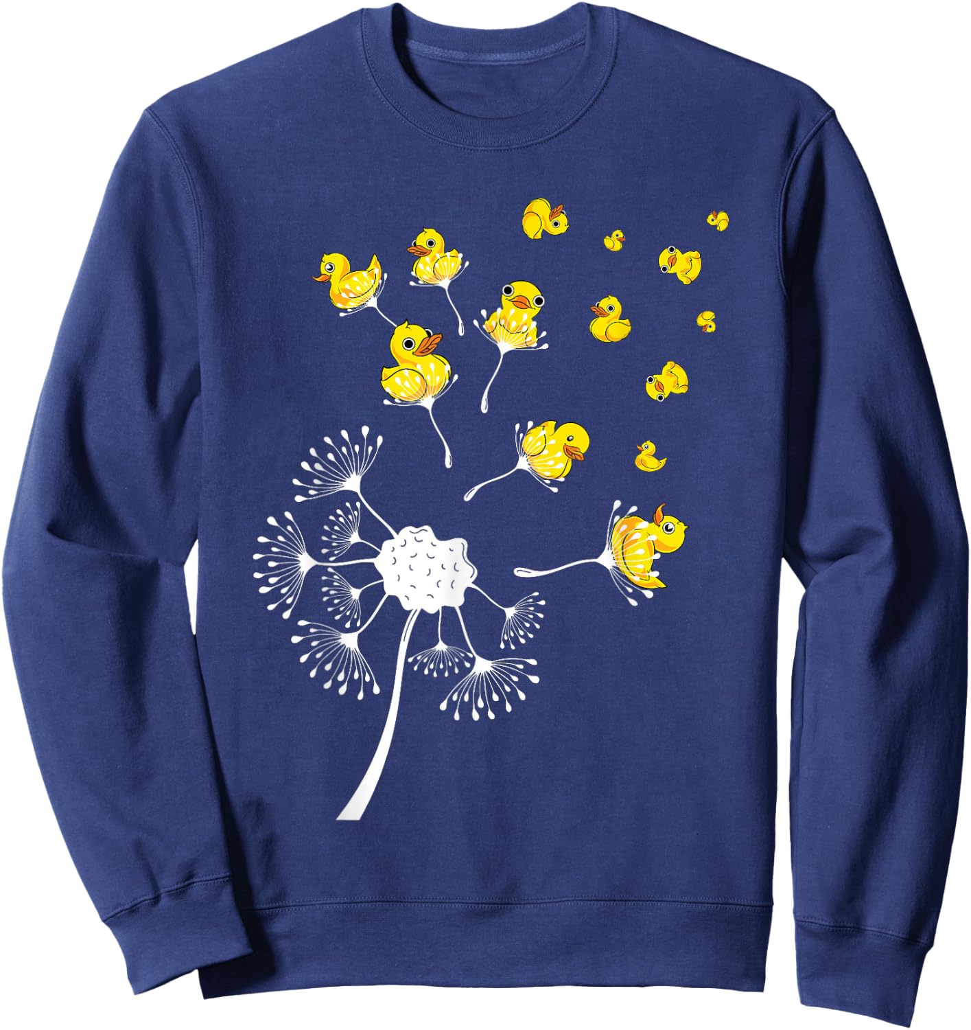 Dandelion Duckling Duckie Bath Toy Ducky Funny Rubber Duck Sweatshirt - Sweatshirt | Navy