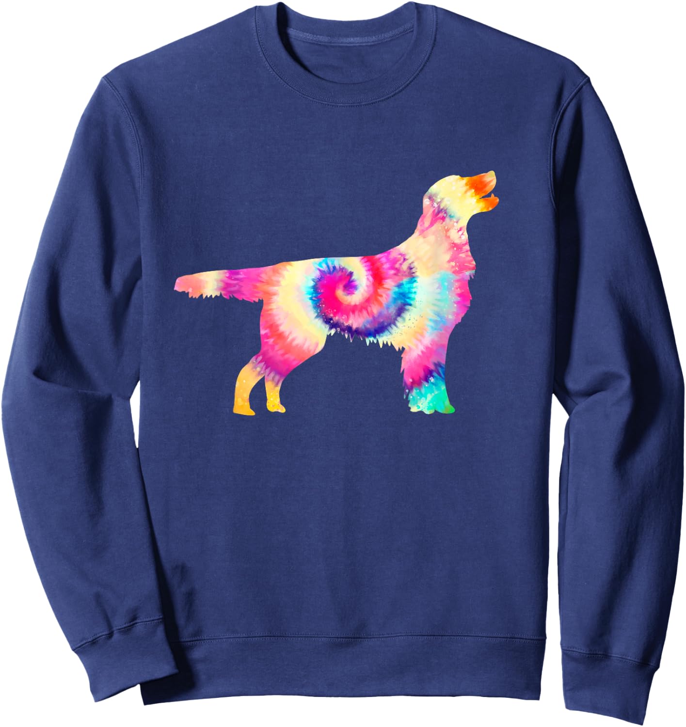 Flat-Coated Retriever Flat-Coat Dog Lover Tie Dye Sweatshirt - Sweatshirt | Navy