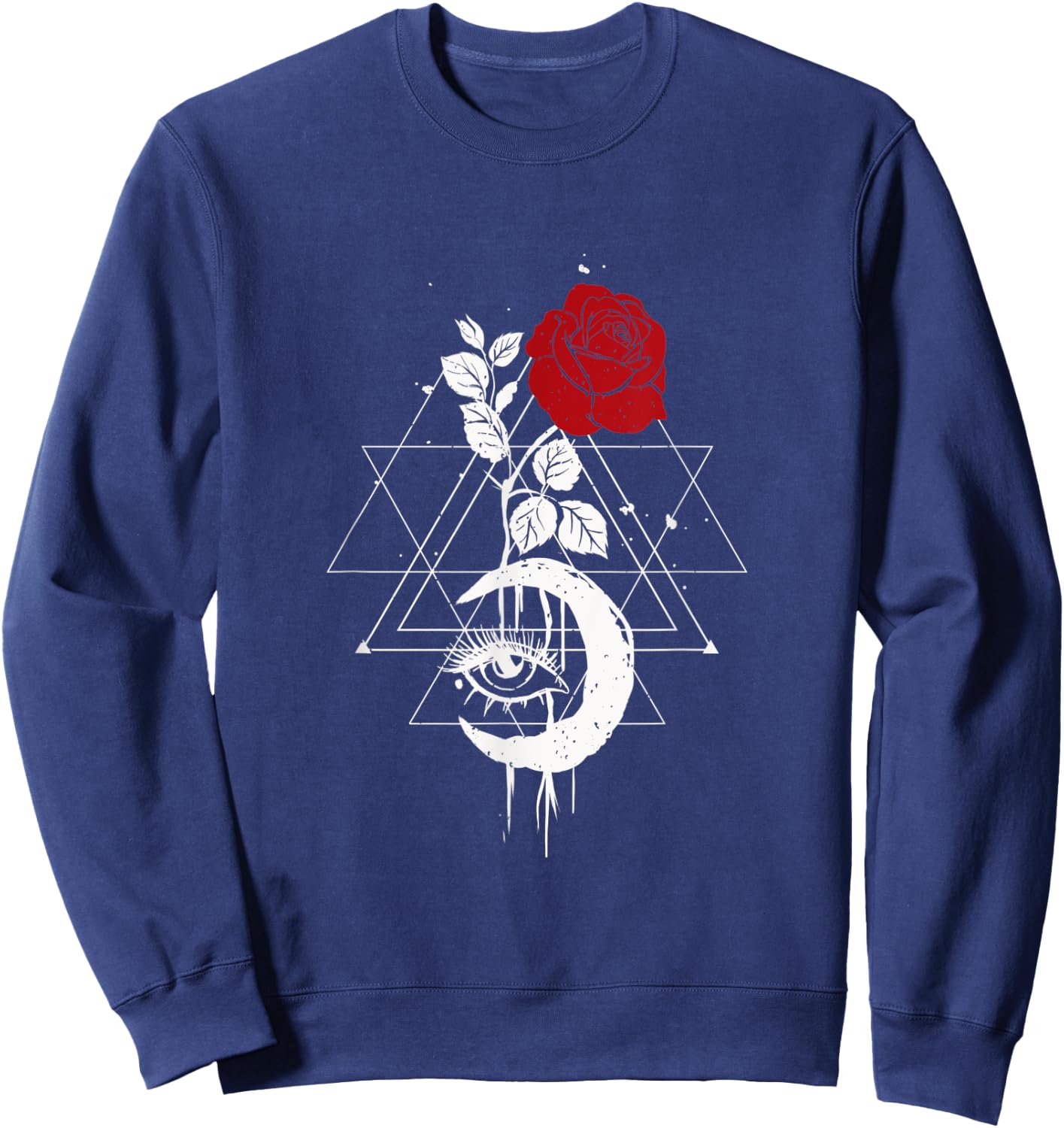 Moon phase wild rose design spiritual moon cycle Sweatshirt - Sweatshirt | Navy