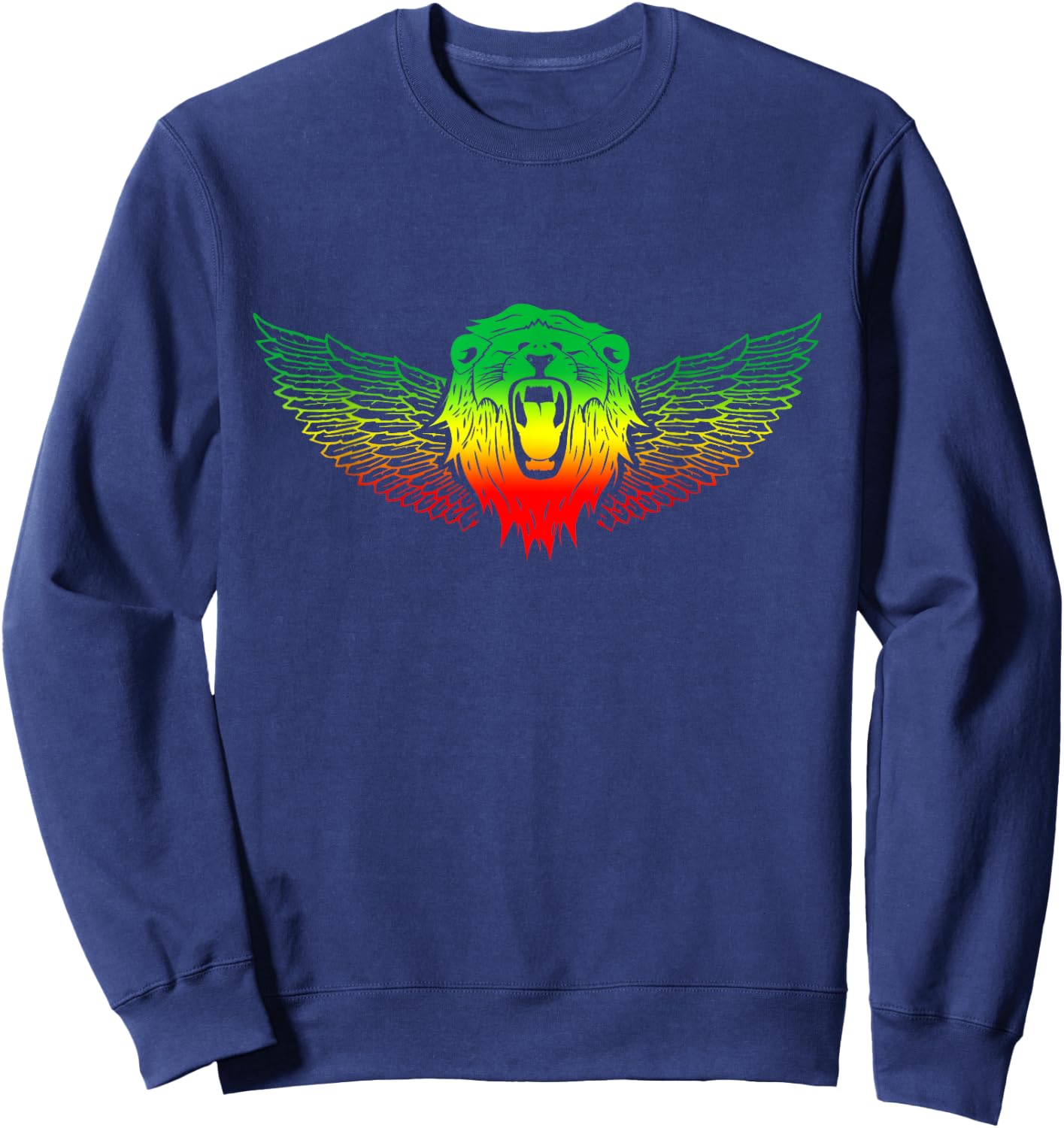 Rasta Reggae Chest Ethiopian Lion Rastafari Roots Hippie Sweatshirt - Sweatshirt | Navy