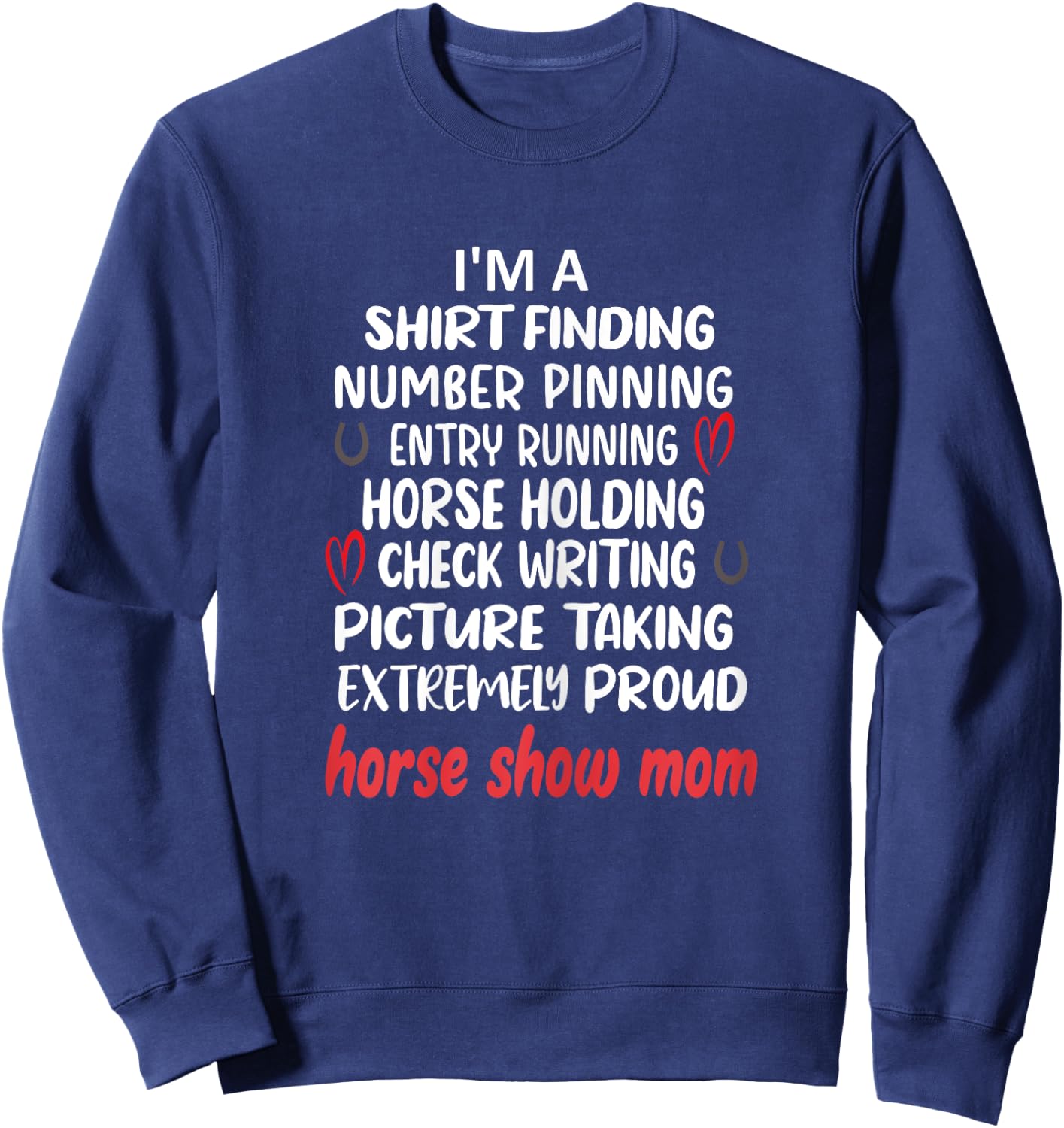 Proud Horse Show Mama Horse Show Mom Definition - Women's Black X-Small Classic Fit Short Sleeve Cotton Polyester Modern Lace Embellishment Mother's Day Sweatshirt - Sweatshirt | Navy