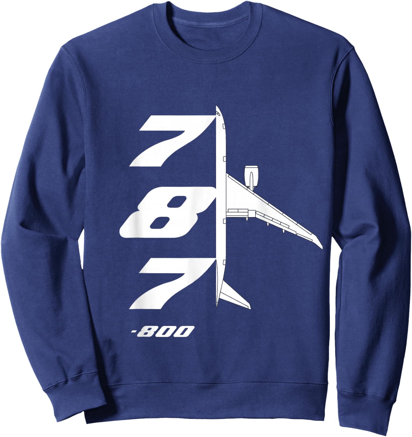 B787-800 Aircraft Dream liner Airliner Top-Down Profile 788 Sweatshirt - Sweatshirt | Navy