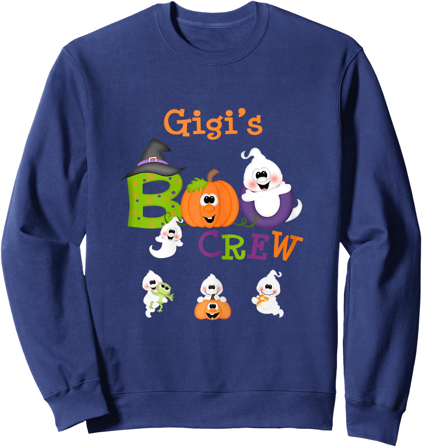 Funny Halloween Gigi Boo Crew Little Pumpkin Sweatshirt - Sweatshirt | Navy