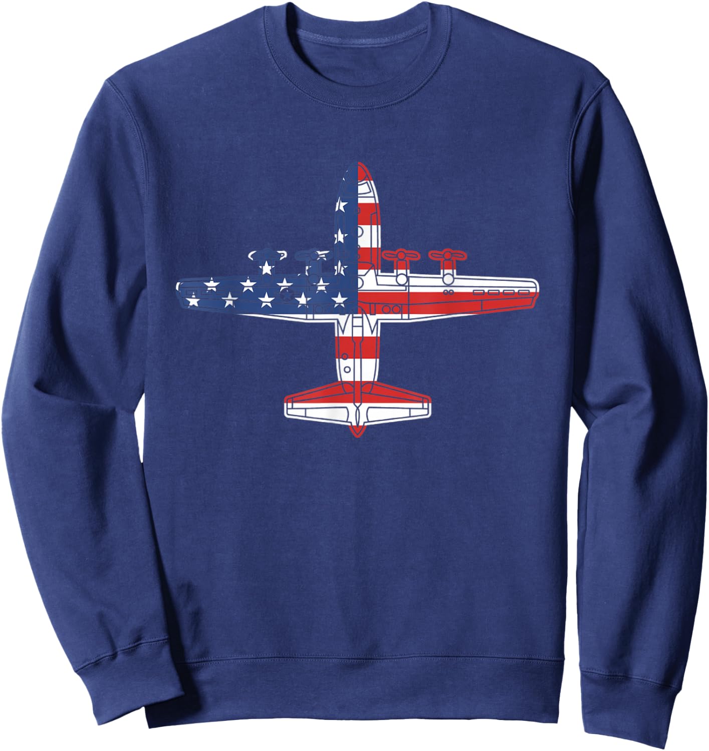 C-130 Hercules Gunship Military Aircraft American Flag C130 Men Sweatshirt - Sweatshirt | Navy