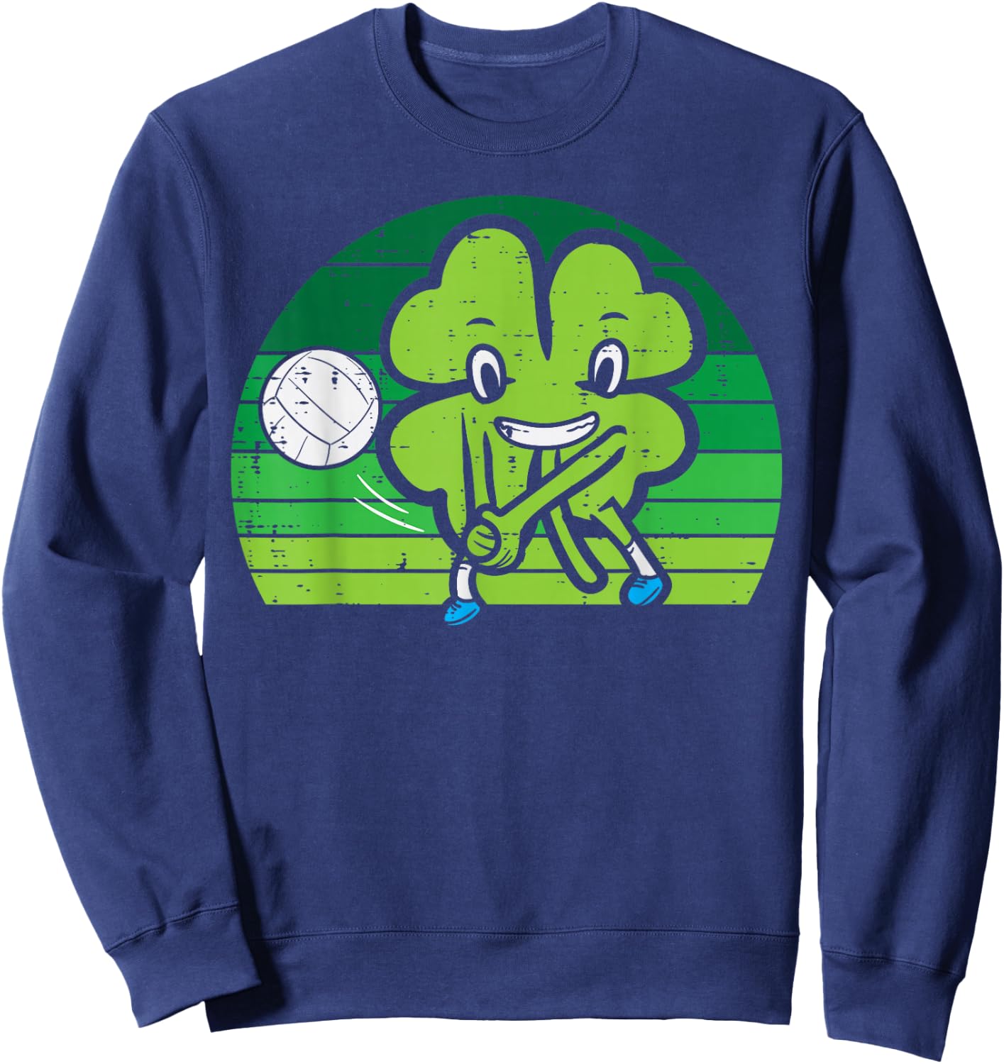 Shamrock Playing Volleyball St Patricks Day Boys Girls Kids Sweatshirt - Sweatshirt | Navy