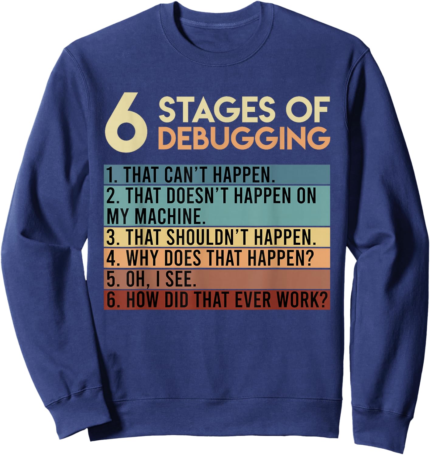 Coder Informatiker Admin 6 Stages of Debugging Programmer Sweatshirt - Sweatshirt | Navy