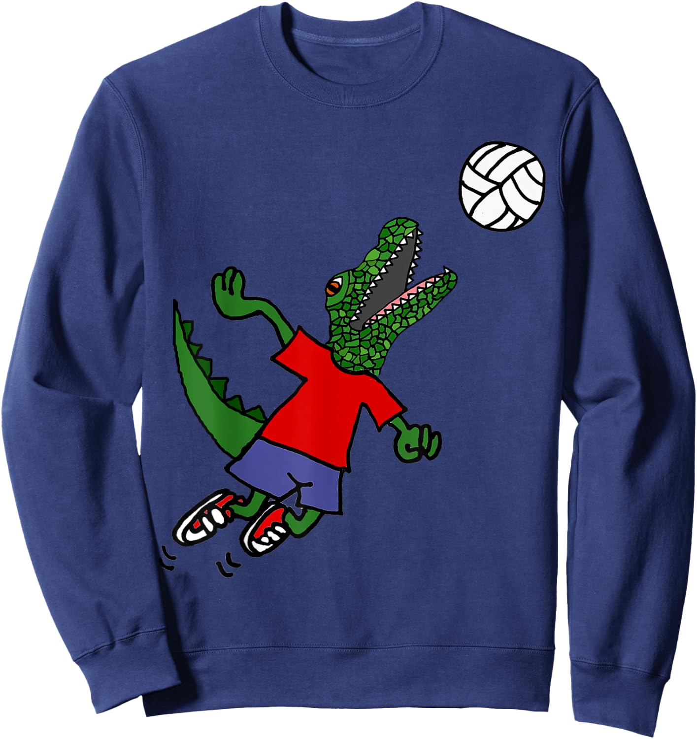 Smileteessports Funny Alligator Spiking Volleyball Player Sweatshirt - Sweatshirt | Navy