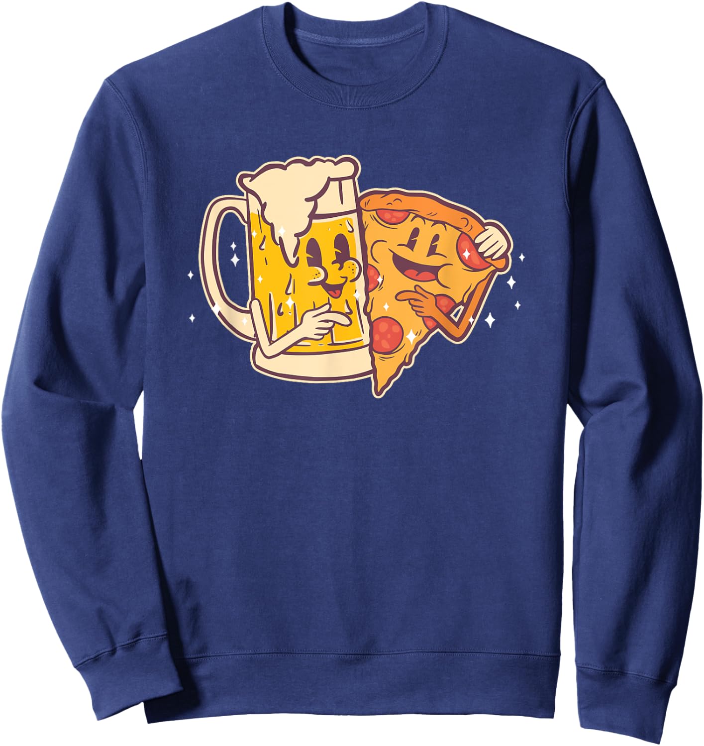 Beer and Pizza Cute Funny Best Friends Pizza Sweatshirt - Sweatshirt | Navy