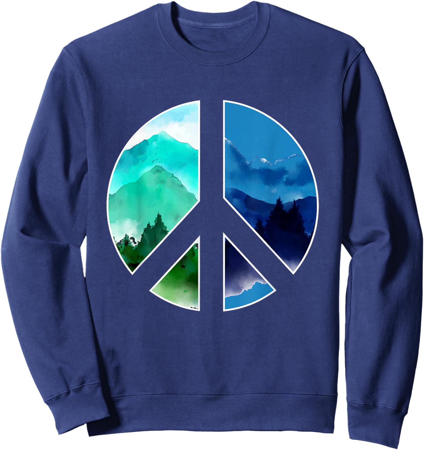 Outdoor Landscape Peace Hippie Nature Peace Sign Forest Sweatshirt - Sweatshirt | Navy