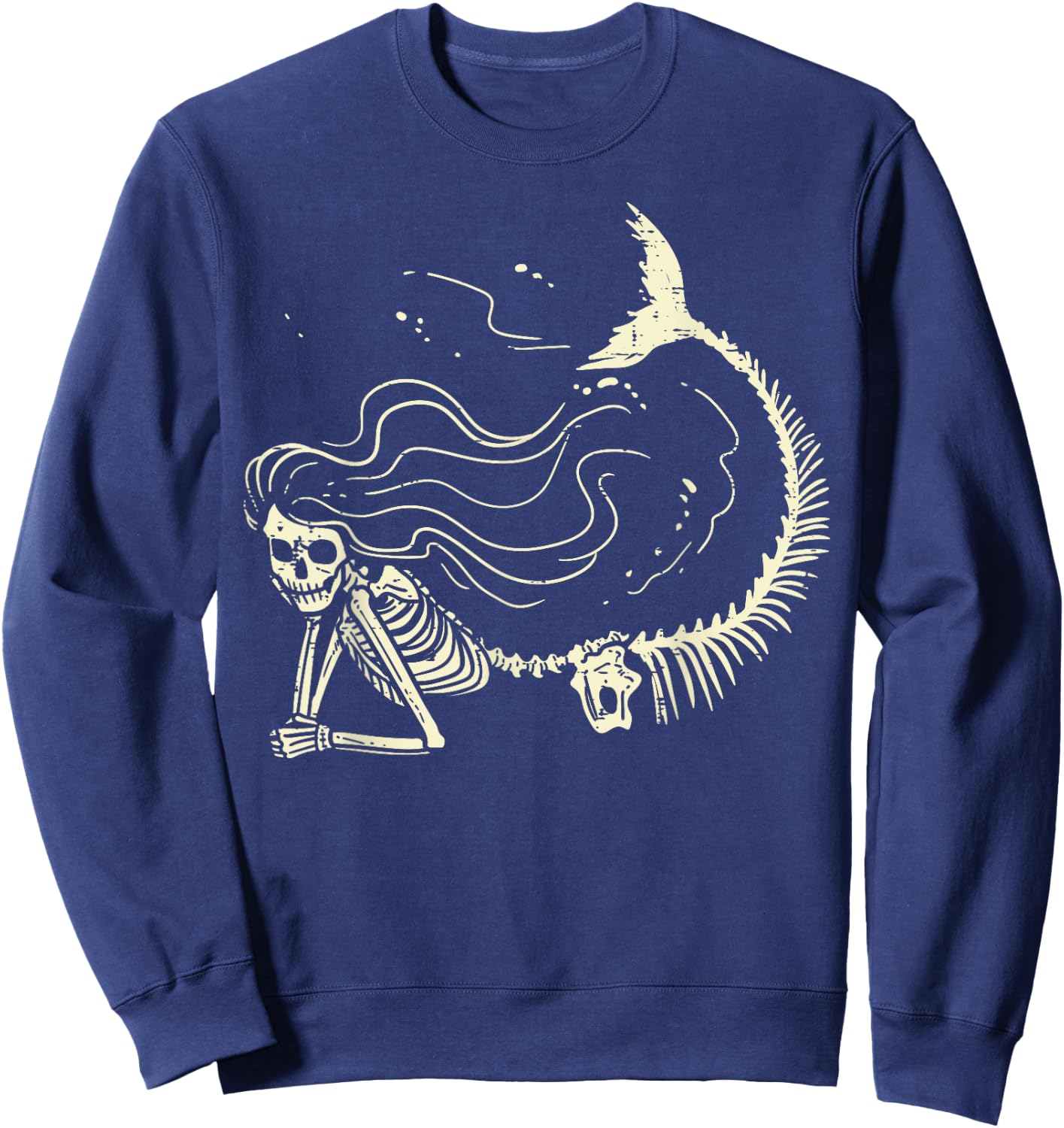 Mermaid Skeleton Cute Halloween Costume Women Girls Kids Sweatshirt - Sweatshirt | Navy
