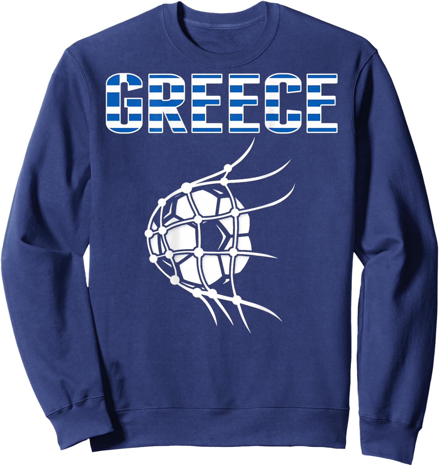 Greece Soccer Ball In Net Goal - Support Greek Football Team Sweatshirt - Sweatshirt | Navy