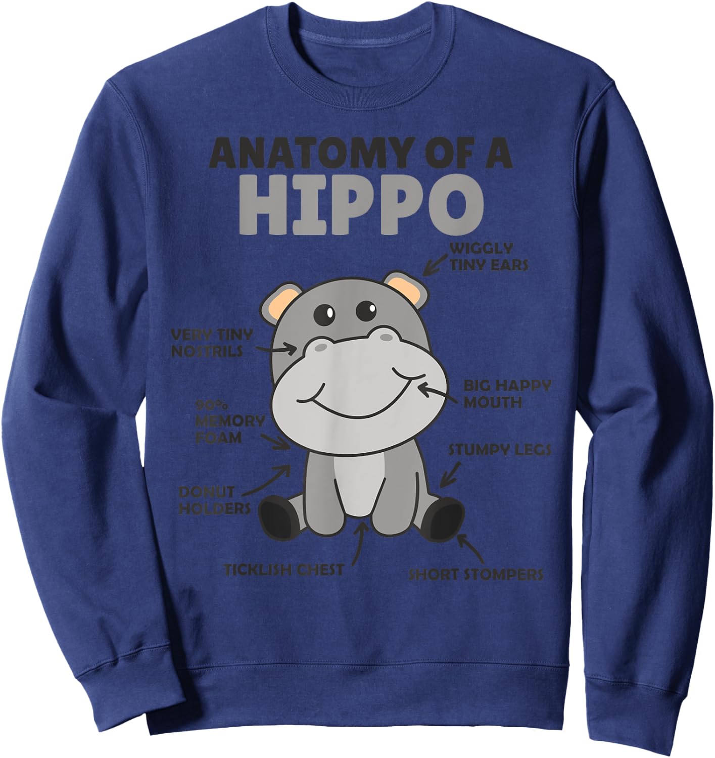 Sweet Hippo Explanation Anatomy Of A Hippo Sweatshirt - Sweatshirt | Navy