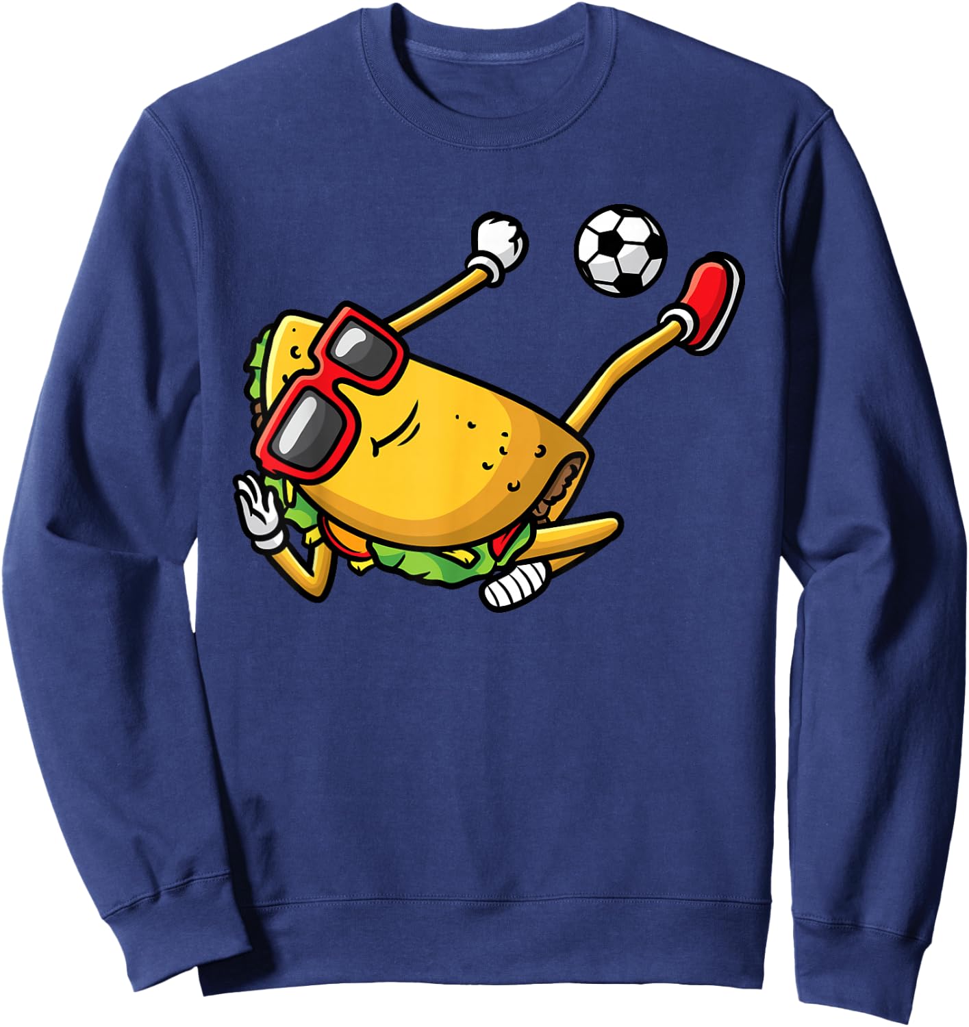Taco Playing Soccer Mexican Cinco De Mayo Kids Men Sweatshirt - Sweatshirt | Navy