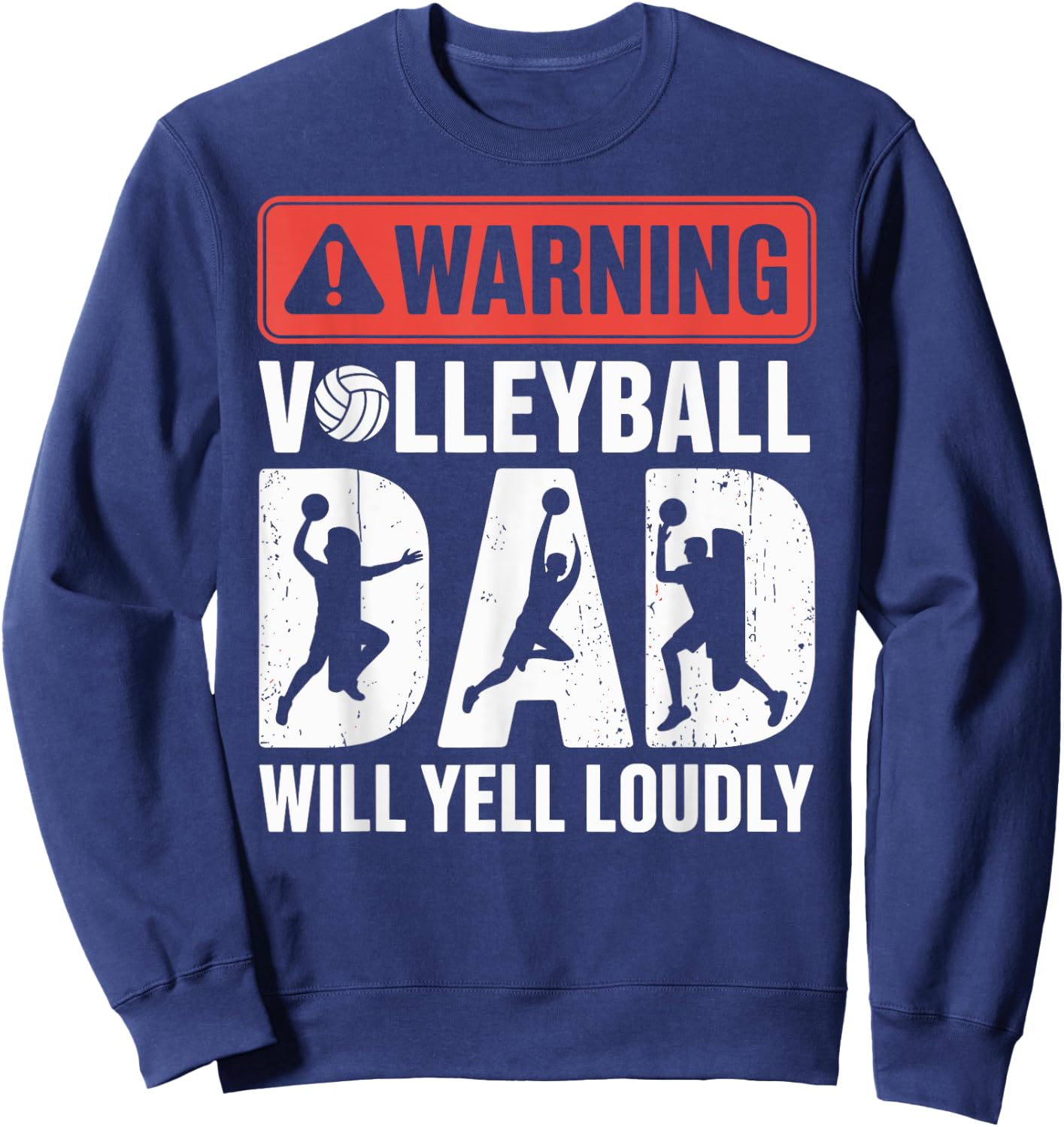 Vintage Volleyball Dad USA Flag Retro Fathers Day Daddy Sweatshirt - Sweatshirt | Navy