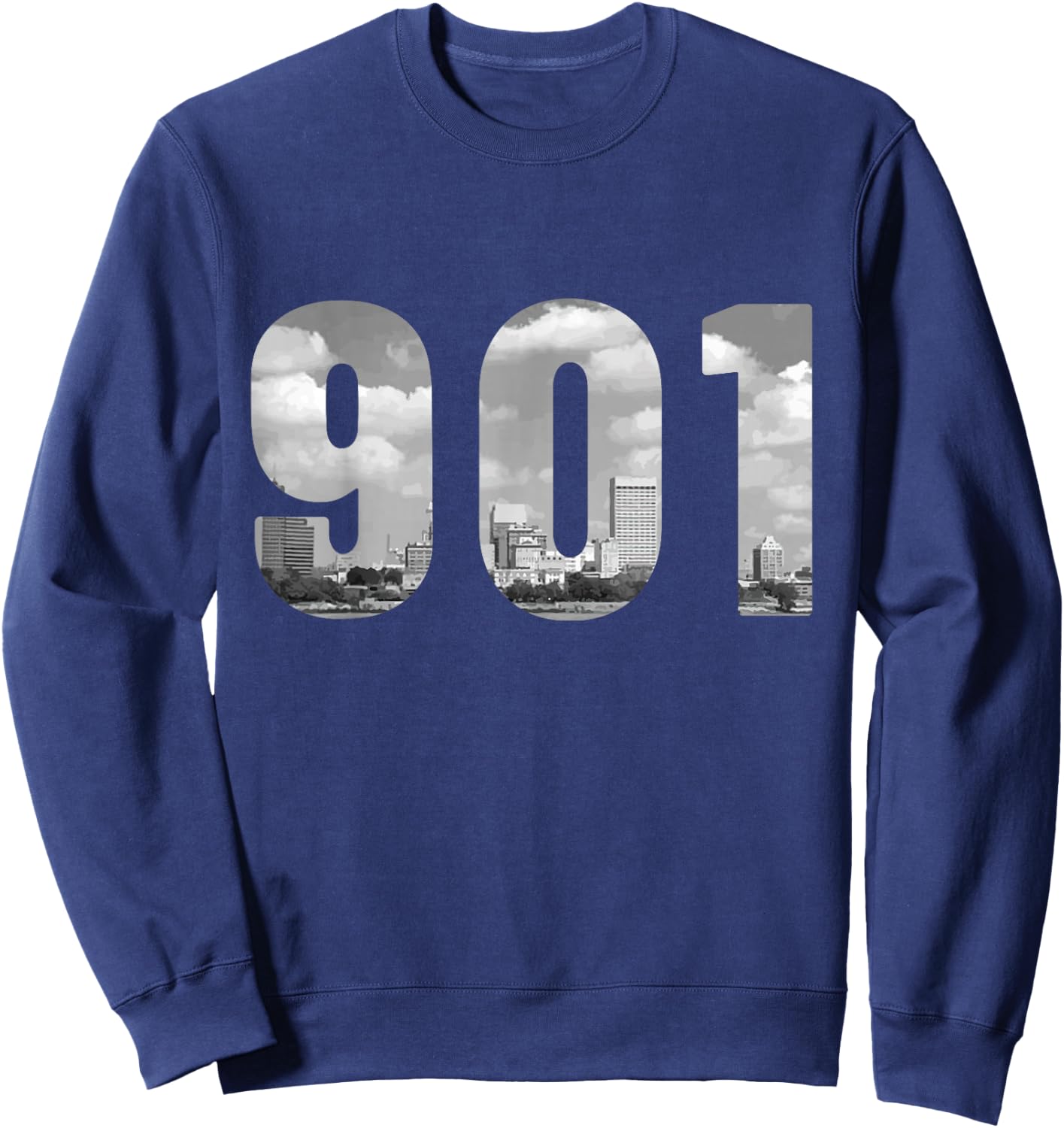 Memphis 901 Area Code Skyline Tennessee Vintage Sweatshirt - Sweatshirt | Navy