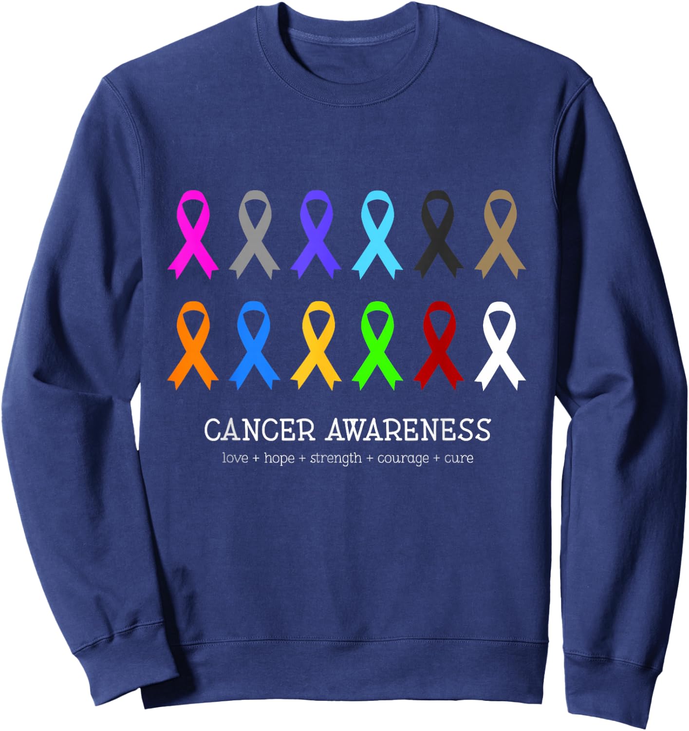 Cancer Awareness Clothing - Fight Cancer Ribbon Sweatshirt - Sweatshirt | Navy