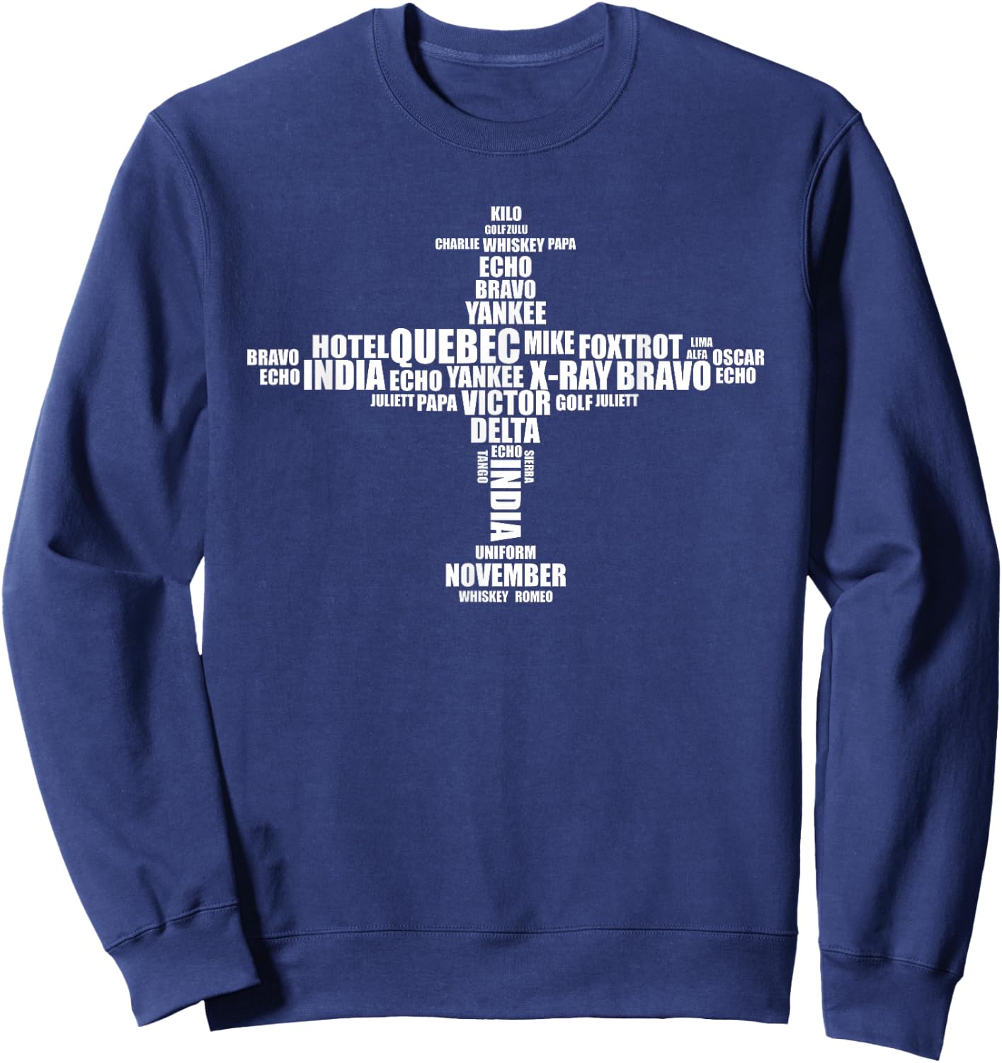 Full Phonetic NATO Alphabet Airplane Sweatshirt - Sweatshirt | Navy