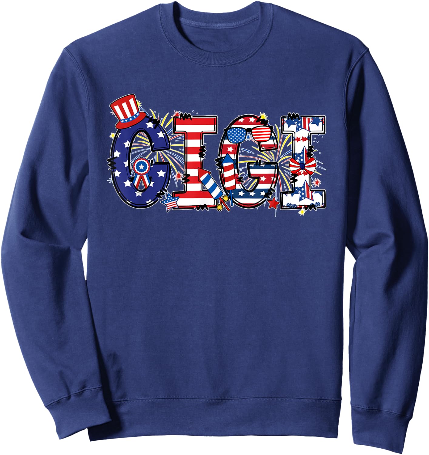 Gigi Funny 4th of July USA Flag American Patriotic Sweatshirt - Sweatshirt | Navy