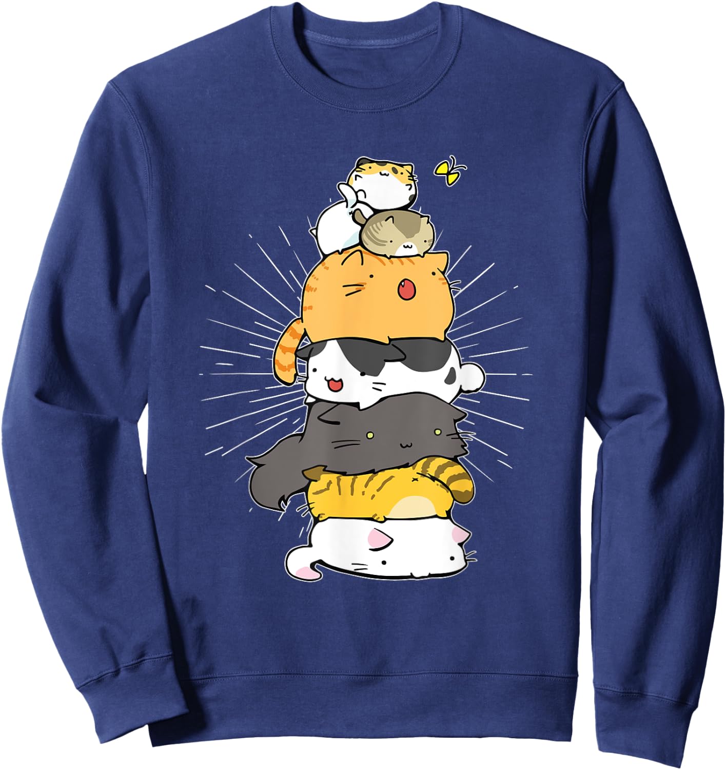 Cats Meowtain Pile Cat Anime Kawaii Kitten Lover Funny Gift Women Girls Kids Sweatshirt - Sweatshirt | Navy