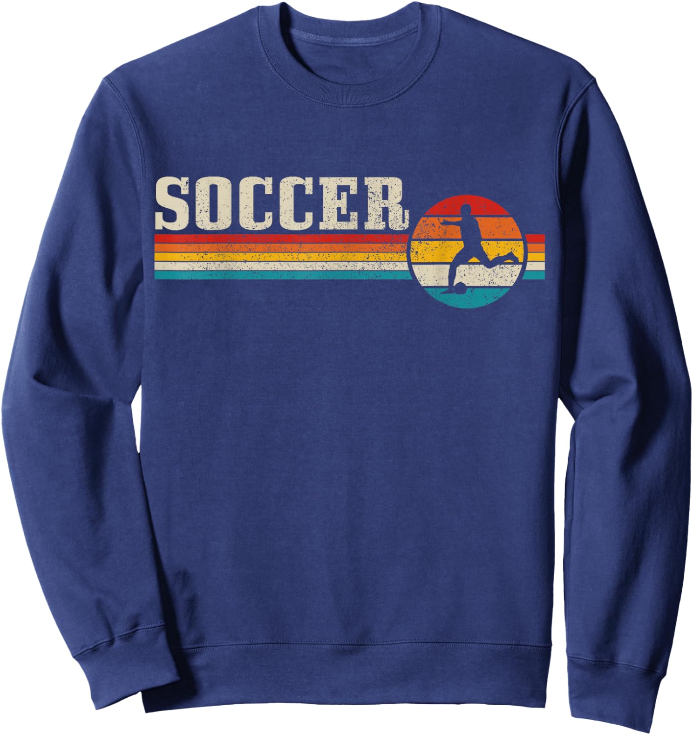 Vintage Soccer Player Sport Retro Men Boys Football Sweatshirt - Sweatshirt | Navy