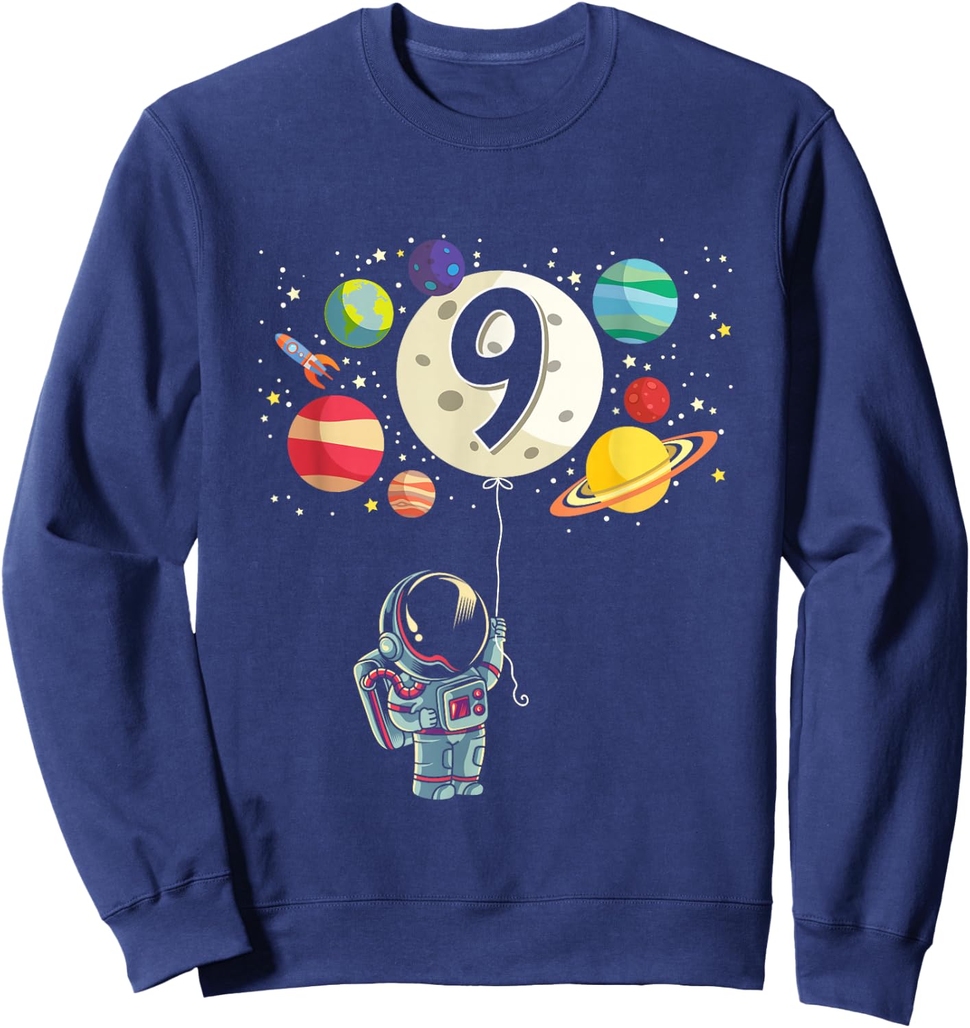 9 Years Old Birthday Boy Gifts Astronaut 9th Birthday Sweatshirt - Sweatshirt | Navy