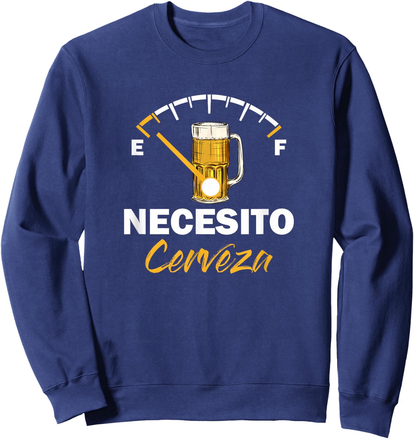Mexican Beer Necesito Cerveza Cool & Funny Sayings Sweatshirt - Sweatshirt | Navy