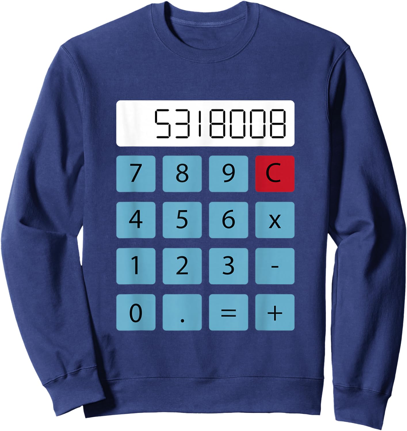 "Boobies" Calculator Upside Down Funny Apparel Sweatshirt - Sweatshirt | Navy