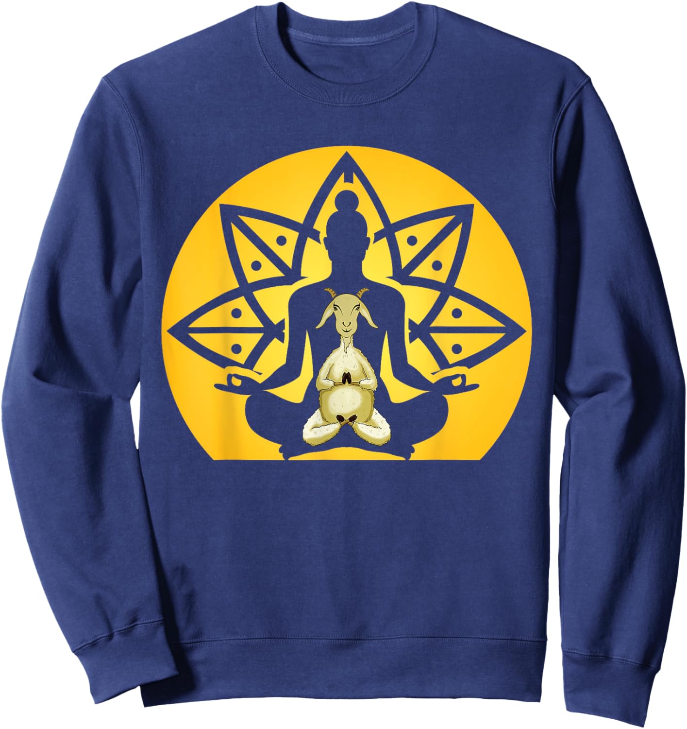 Spiritual Calm Goat Inside Buddha Meditating Yoga Yogi Pose Sweatshirt - Sweatshirt | Navy