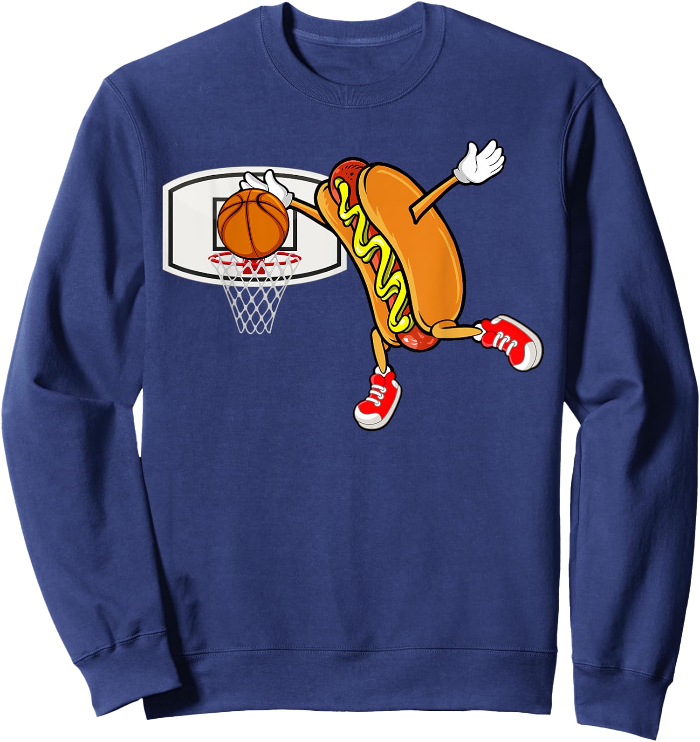 Funny Hot Dog Slam Dunk Basketball Men Women Kids Sweatshirt - Sweatshirt | Navy