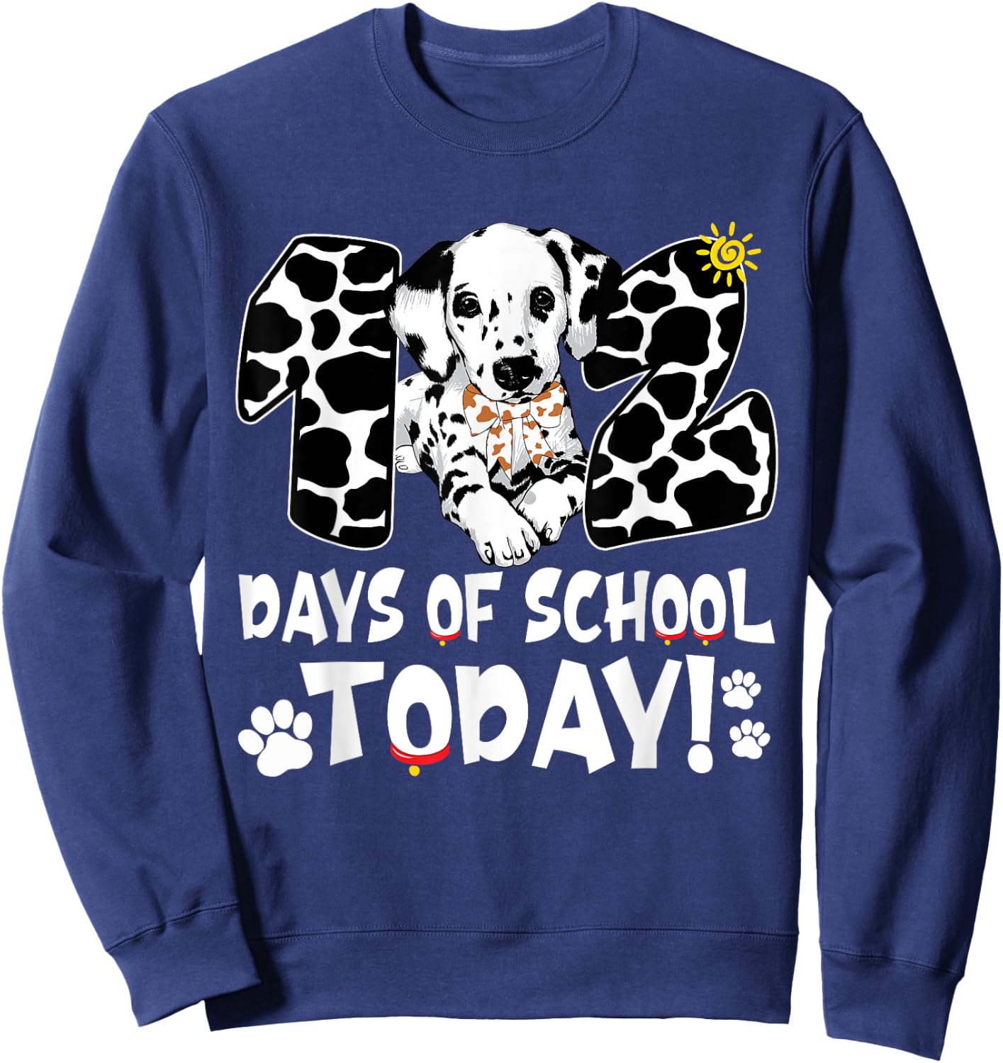 102 Days Of School Today Dalmatian Dog 100 Days Smarter Kids Sweatshirt - Sweatshirt | Navy