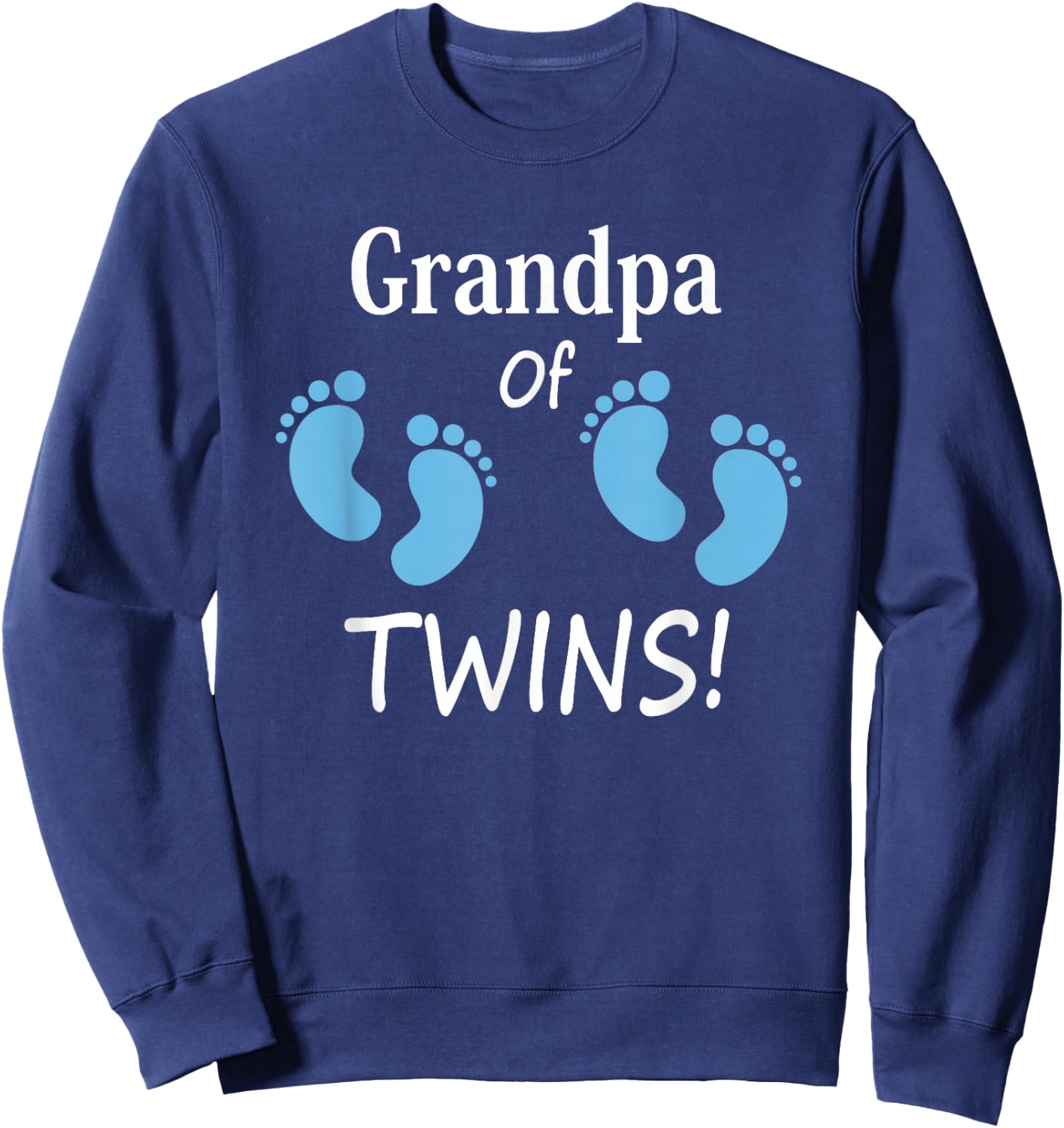Grandpa of Twin Boys Footprint Design Sweatshirt - Sweatshirt | Navy