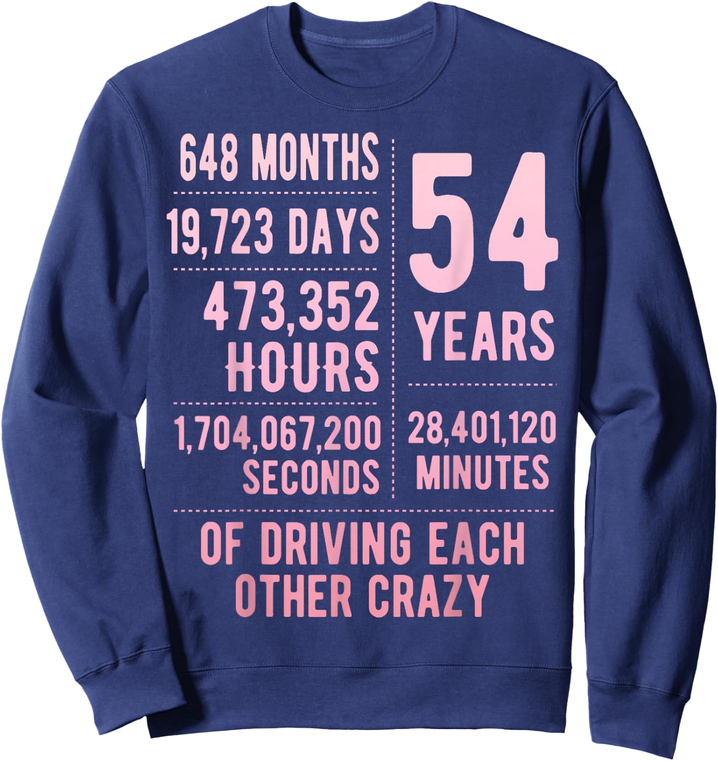 54 Years Married Funny 54th Wedding Anniversary Sweatshirt - Sweatshirt | Navy