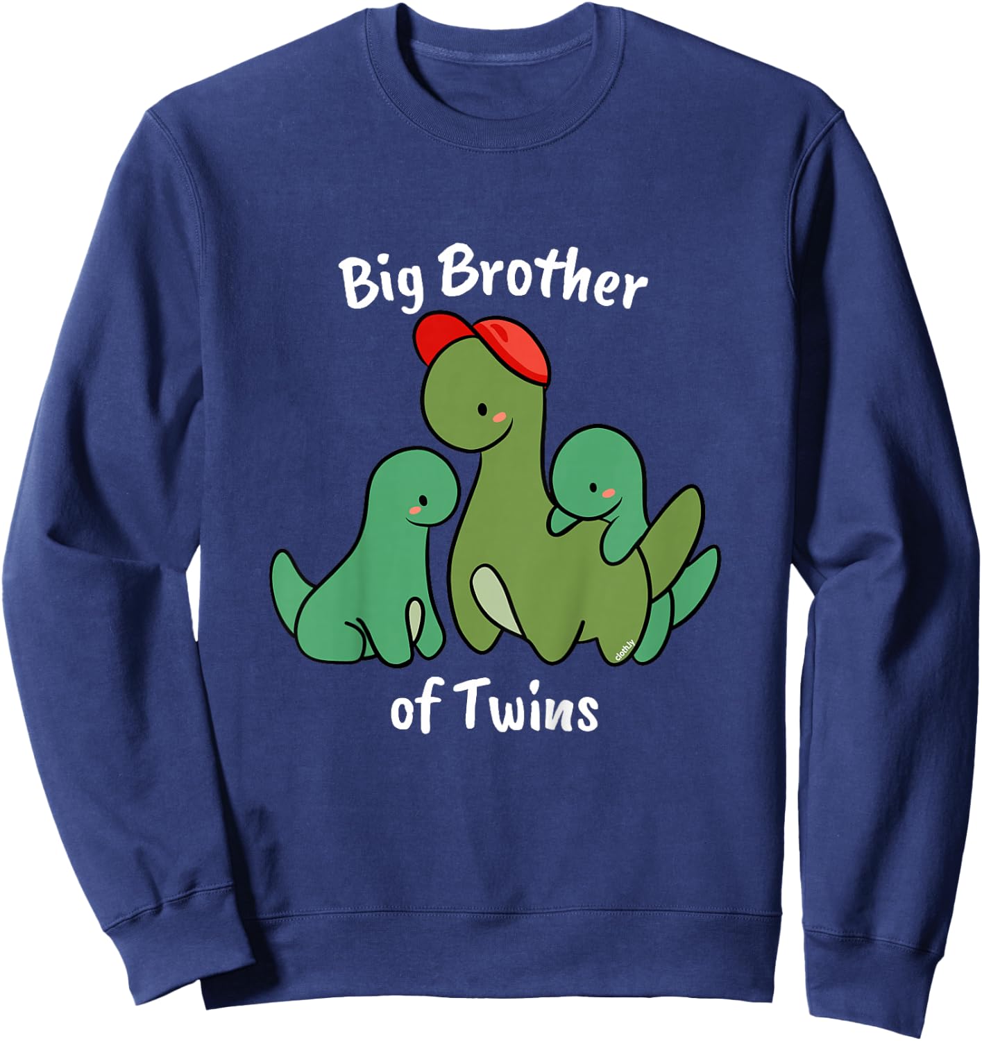 Kids Big Brother of Twins Cute Dinosaur Siblings Sweatshirt - Sweatshirt | Navy