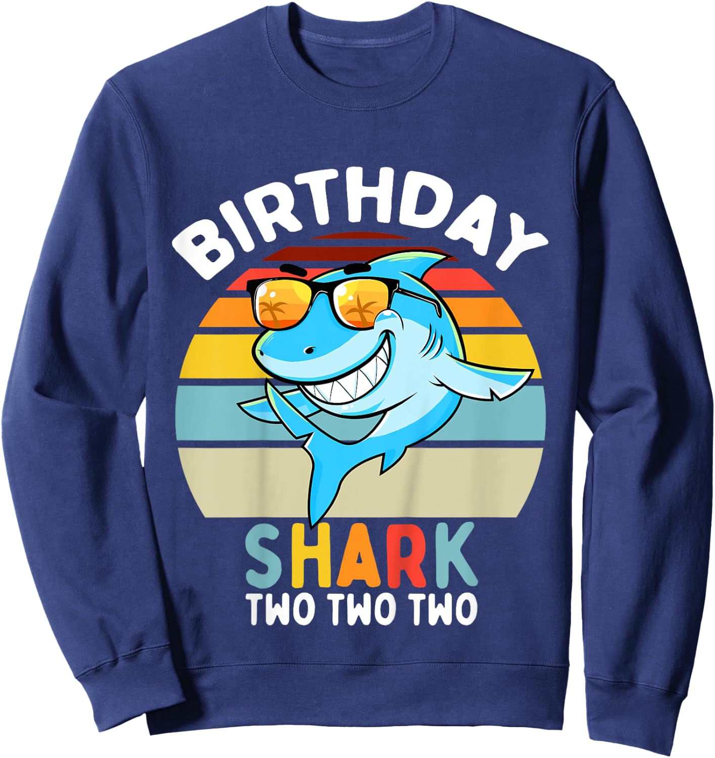 2nd Birthday Boy Shark 2 Year Old Boys Matching Family Sweatshirt - Sweatshirt | Navy