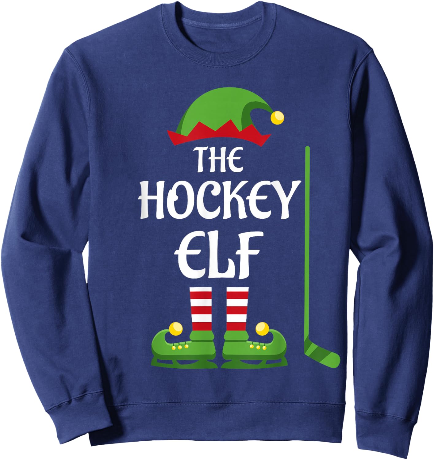 Hockey Elf Family Matching Group Christmas Sporty Sweatshirt - Sweatshirt | Navy