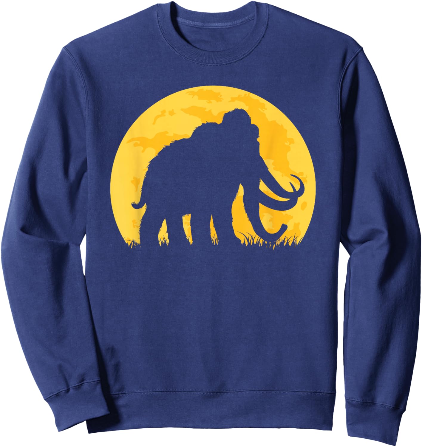 Woolly Mammoth Moon Sunset Prehistoric Animal Sweatshirt - Sweatshirt | Navy