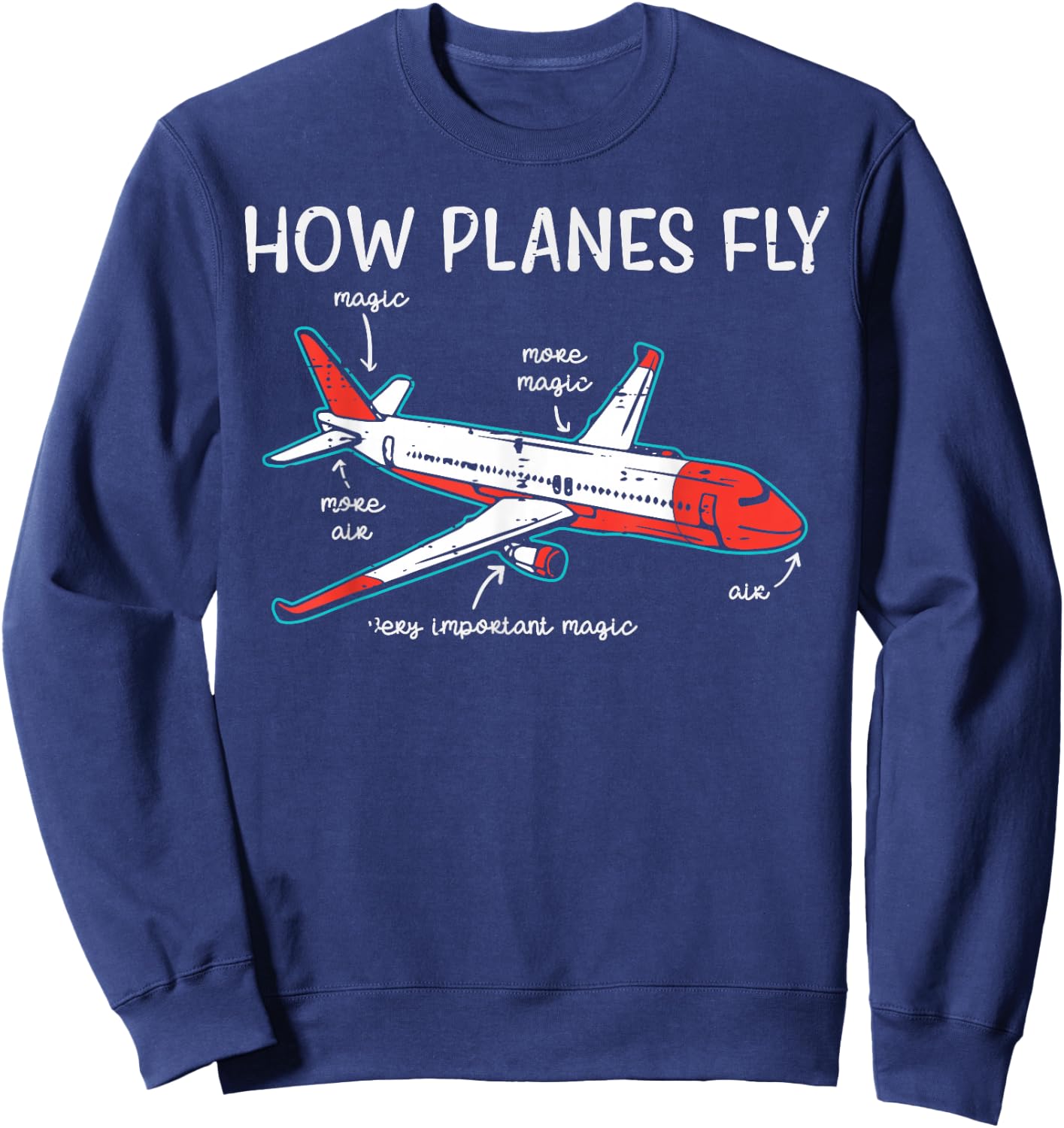 Aircraft Mechanic How Planes Fly Funny Aviation Men Women Sweatshirt - Sweatshirt | Navy