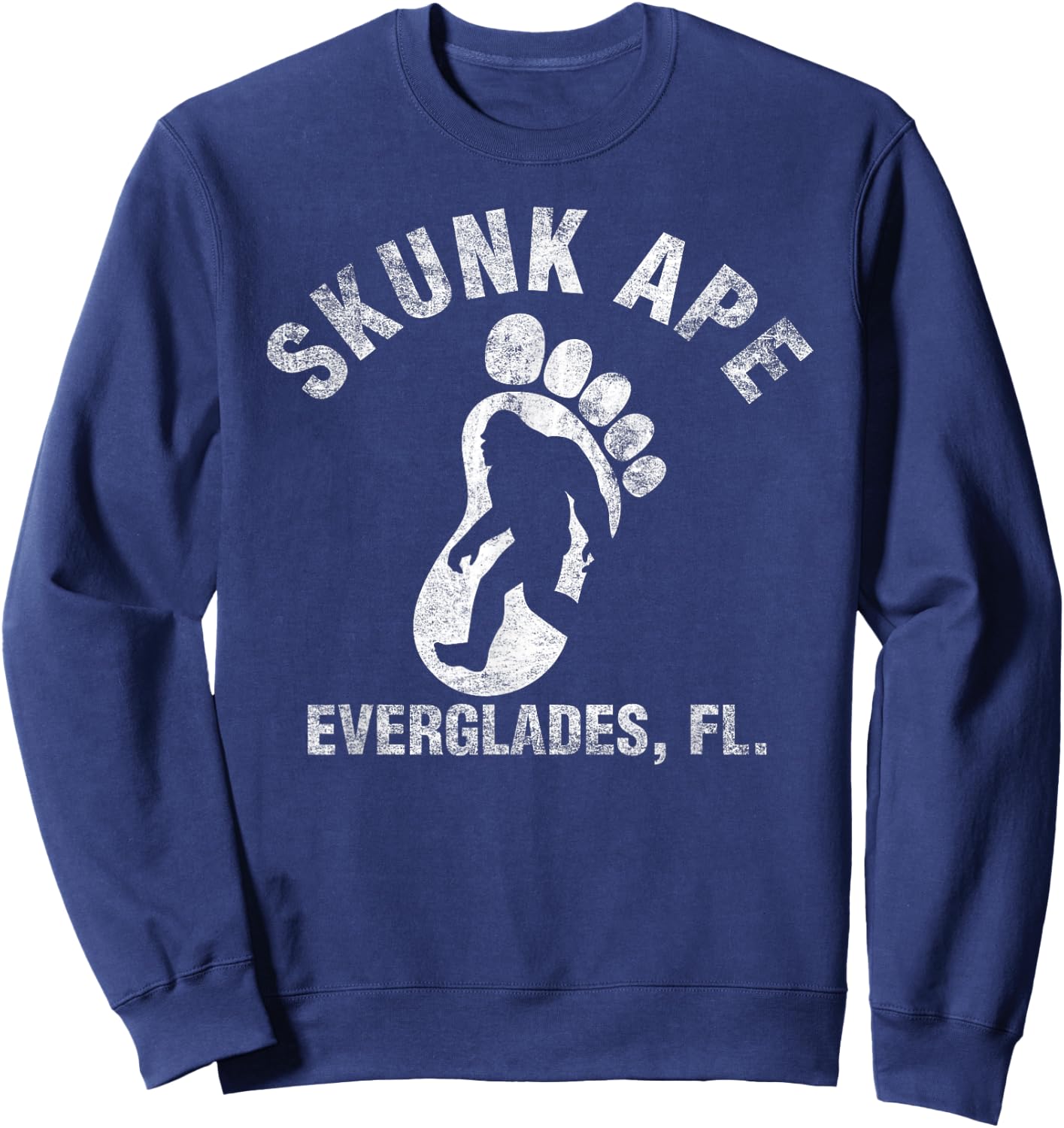 Vintage Retro Skunk Ape Foot Florida Everglades Bigfoot Sweatshirt - Sweatshirt | Navy
