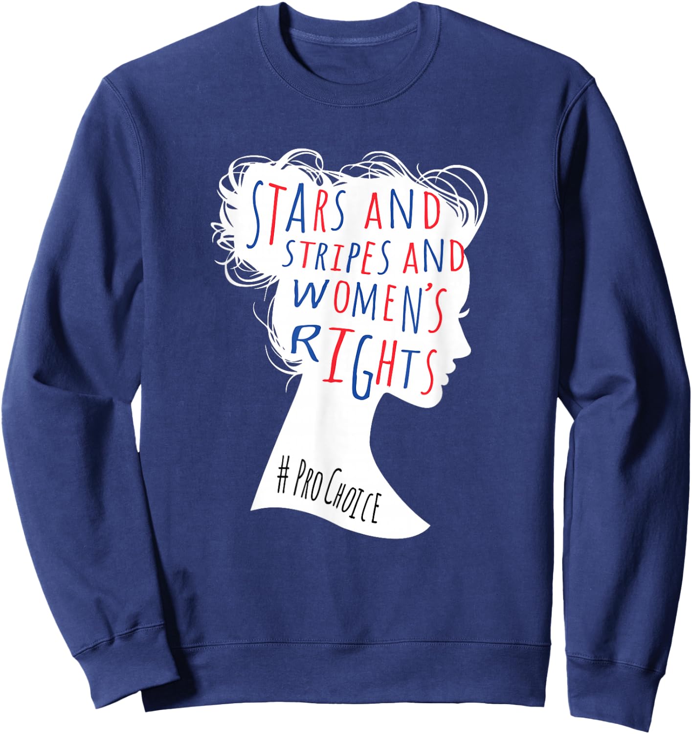 Women's Rights American Feminist Messy Bun Fundamental Right Sweatshirt - Sweatshirt | Navy